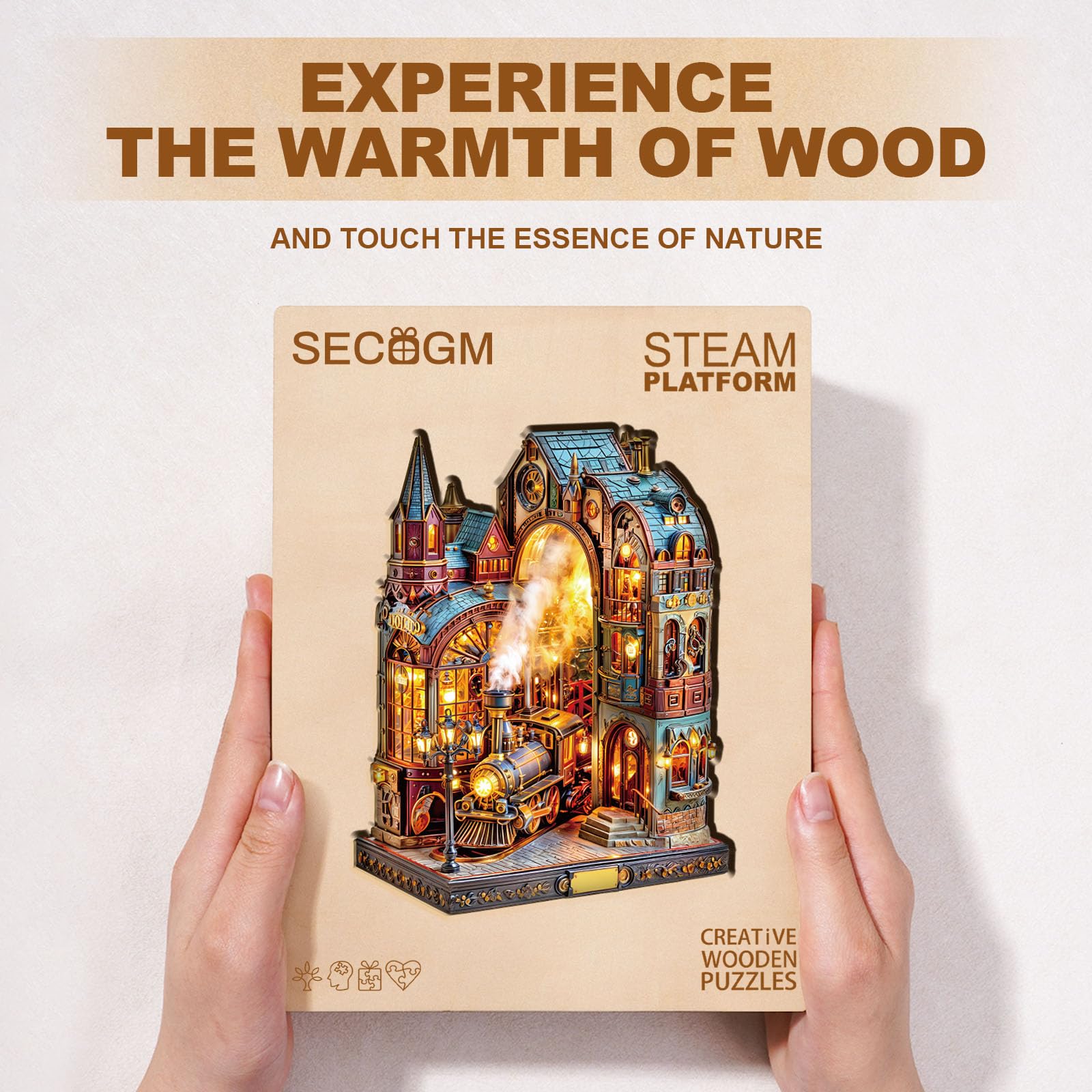 Steam Platform Wood Puzzle Retro Industrial Style - Aeekdook