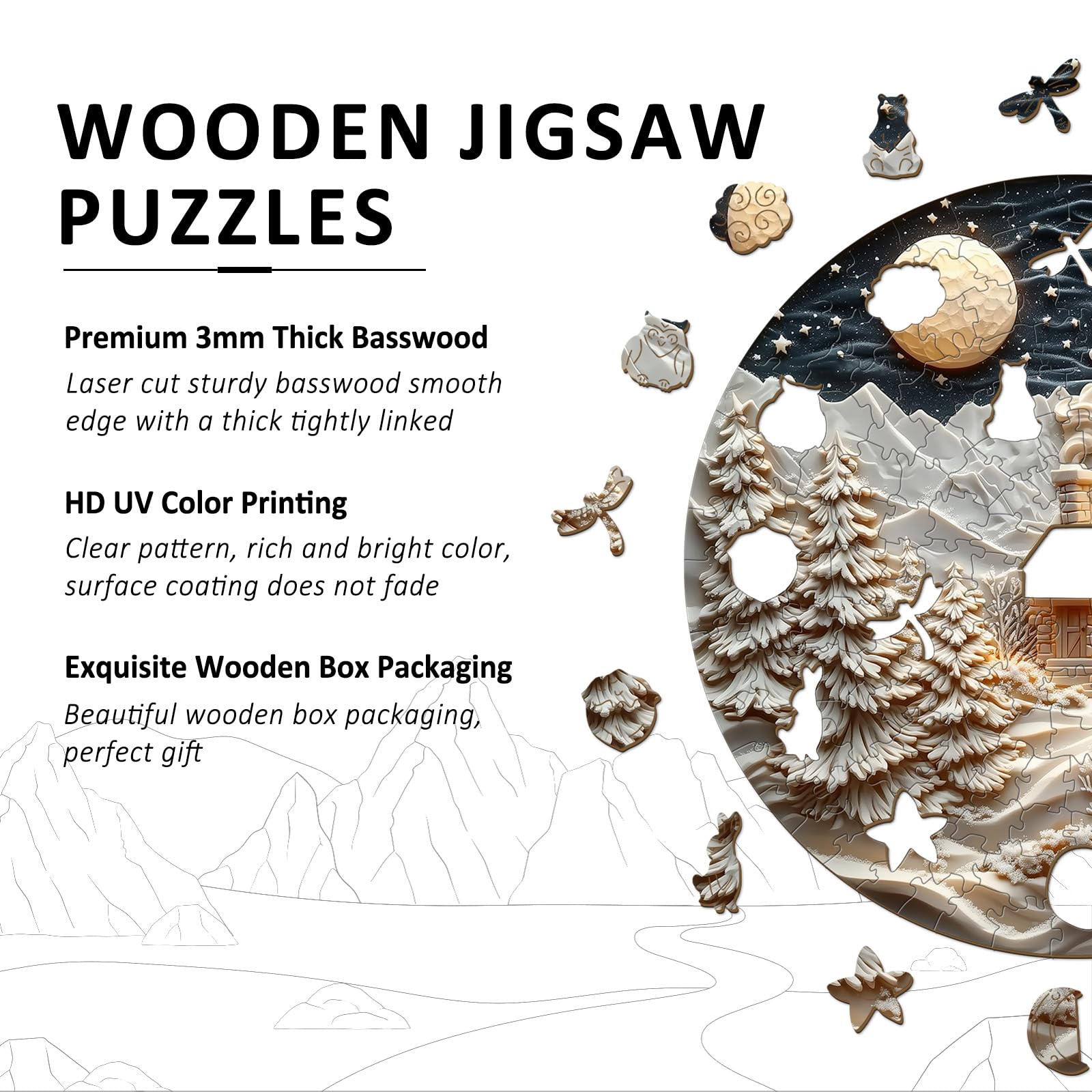 Starry Night Wood Puzzle Van Gogh Style Fine Art - Aeekdook