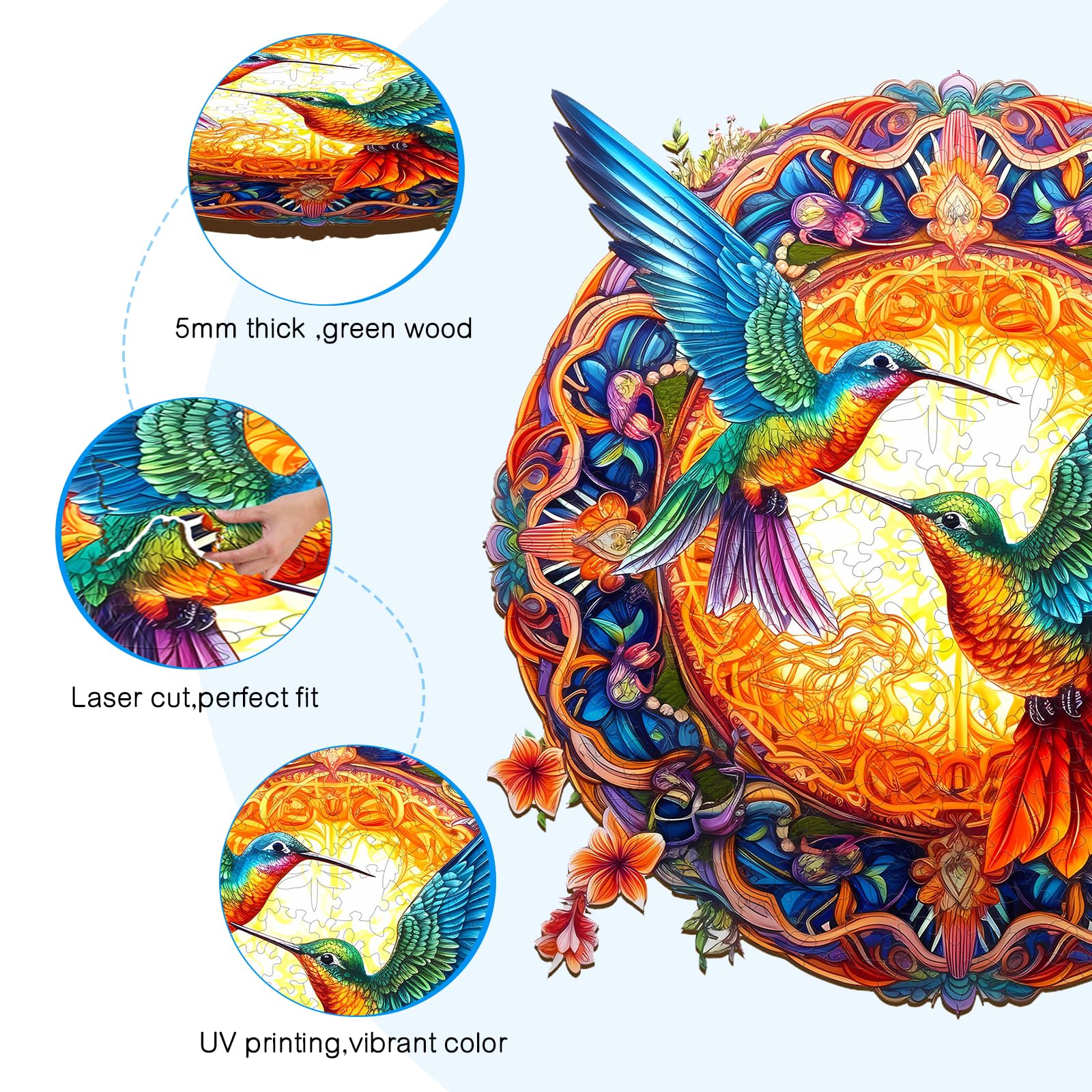 Hummingbird Wood Puzzle for Adults Nature Lovers - Aeekdook