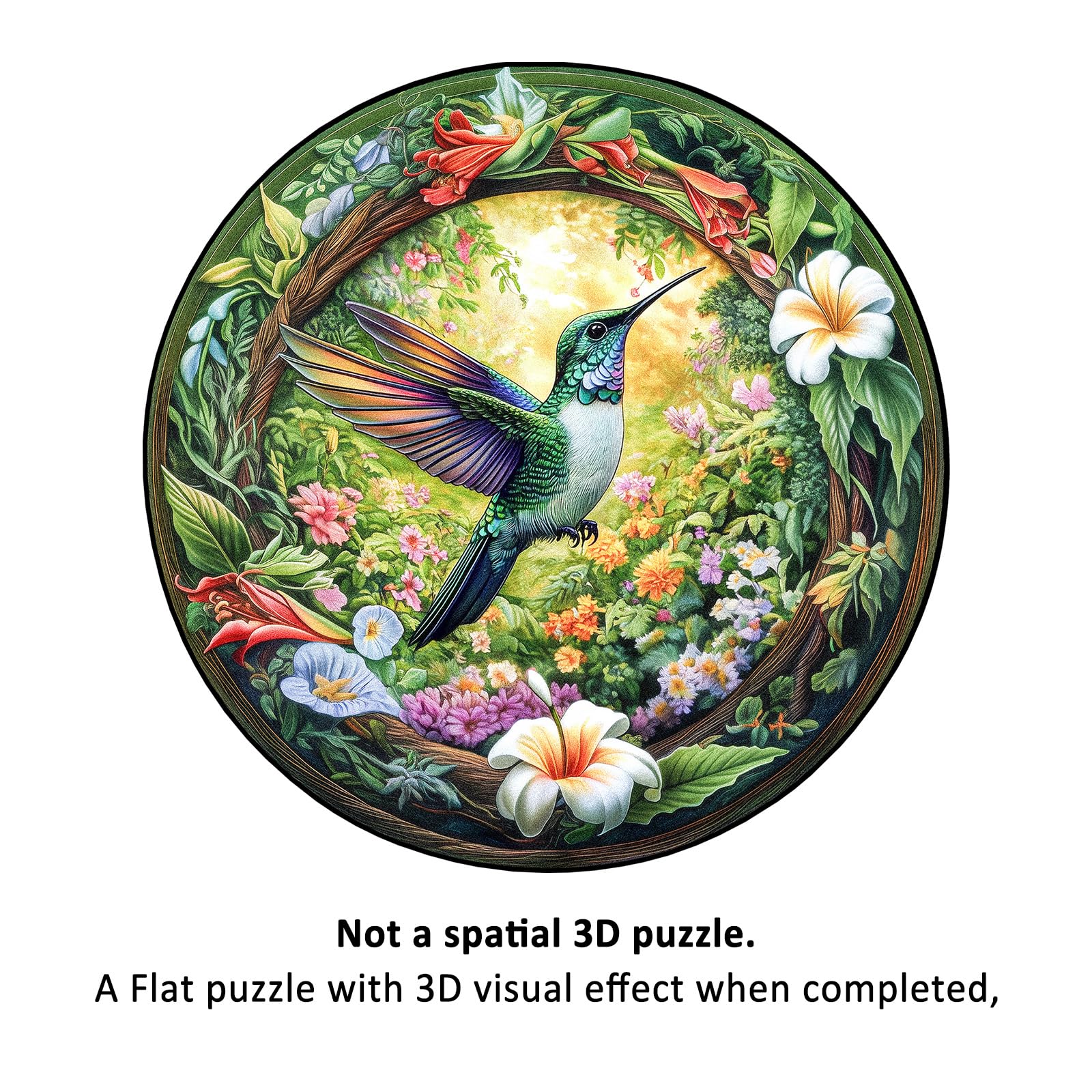 Hummingbird Gardens Wood Puzzle Floral Nature Decor - Aeekdook