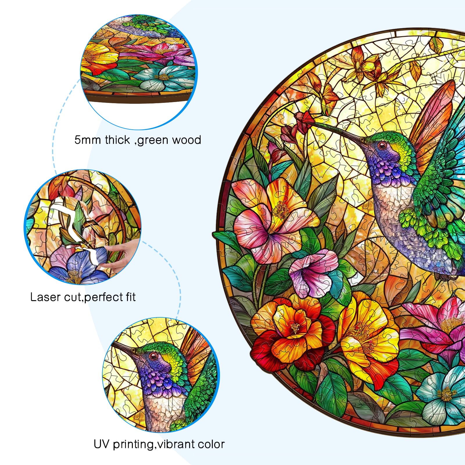 Stained Glass Hummingbird Puzzle