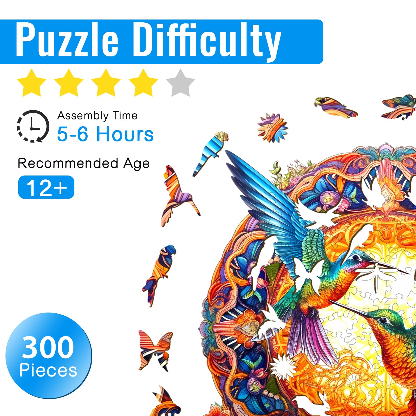 Hummingbird Wood Puzzle for Adults Nature Lovers - Aeekdook