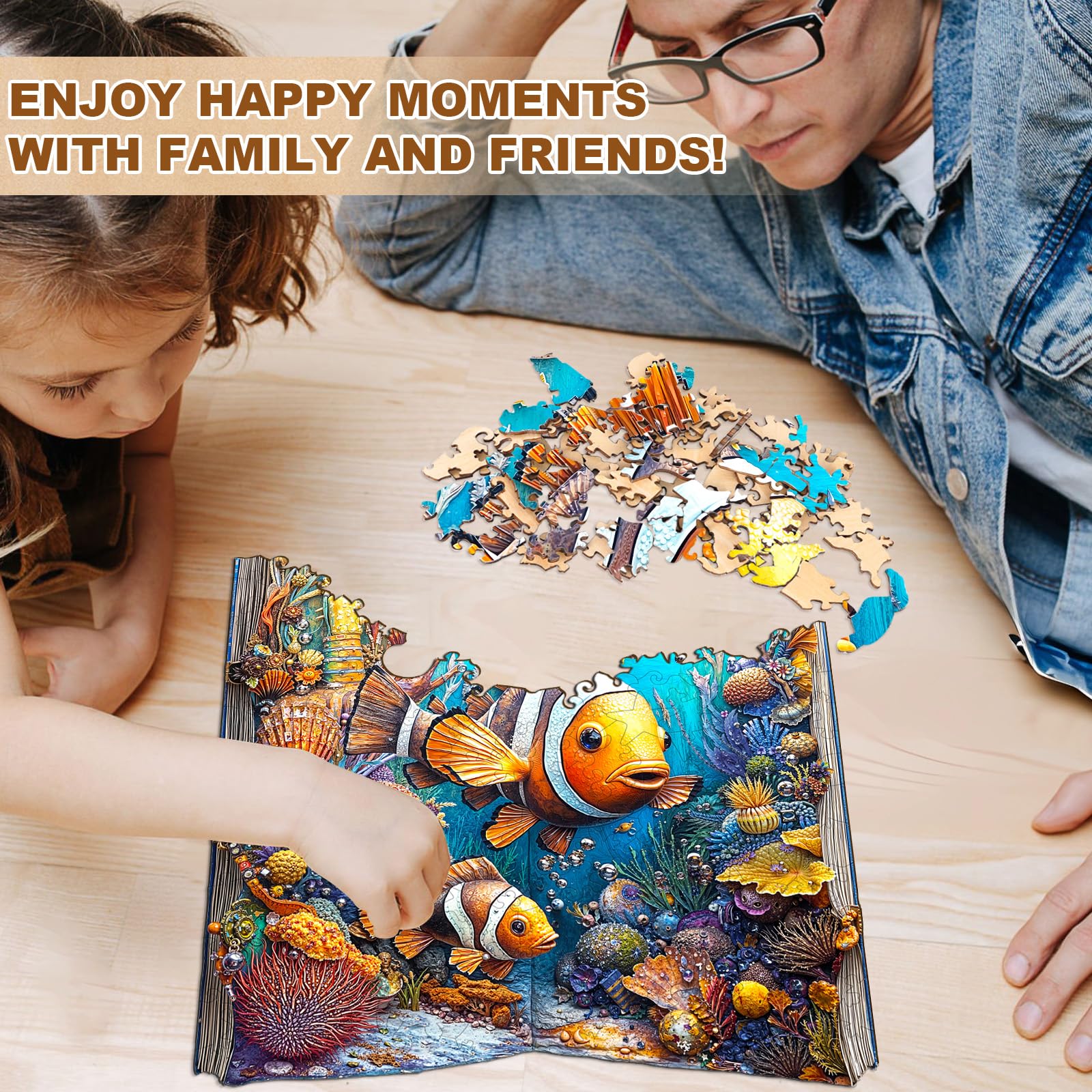 Ocean Clownfish Wood Puzzle Colorful Marine Life - Aeekdook