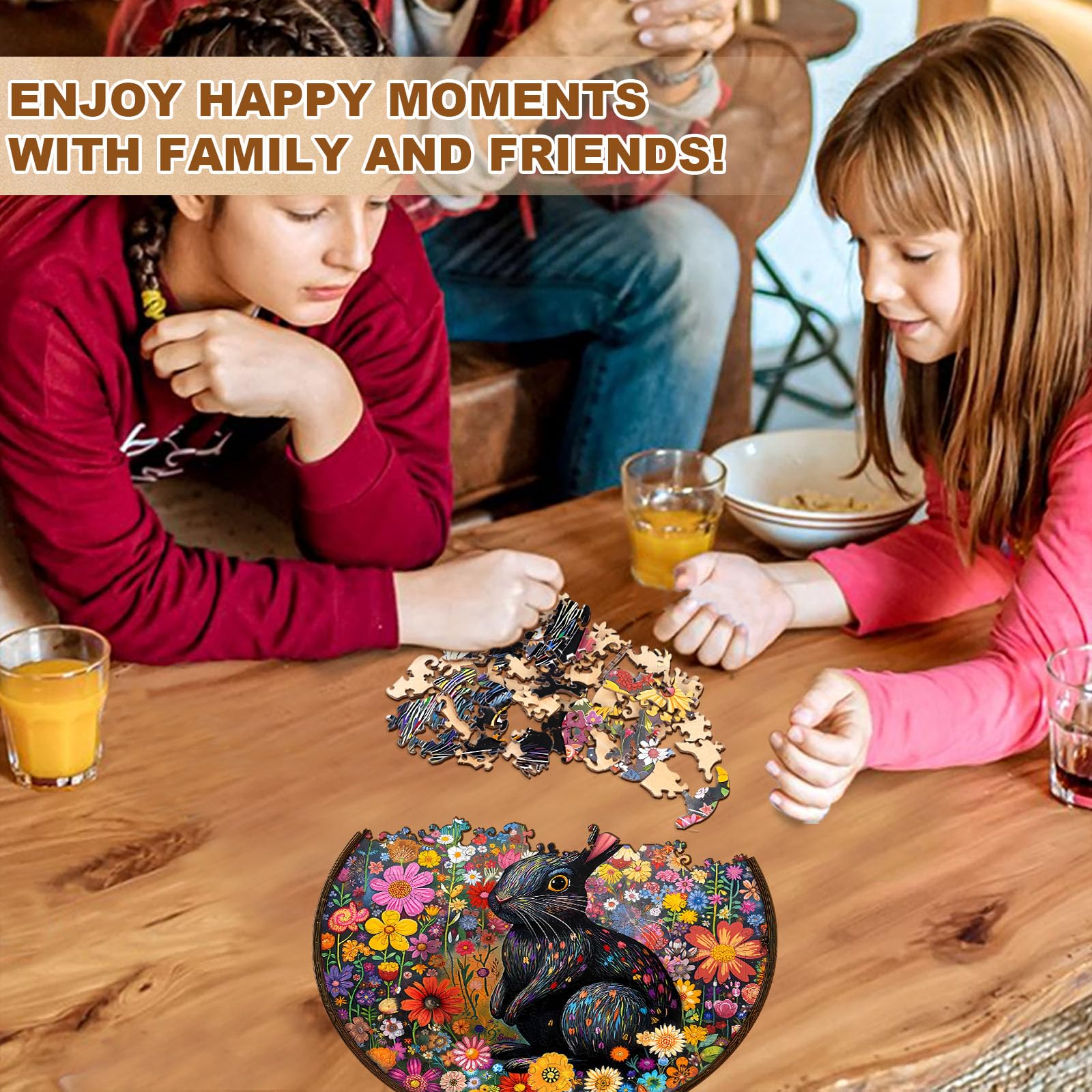 Easter Flower Bunny Wood Puzzle for Adults Spring - Aeekdook