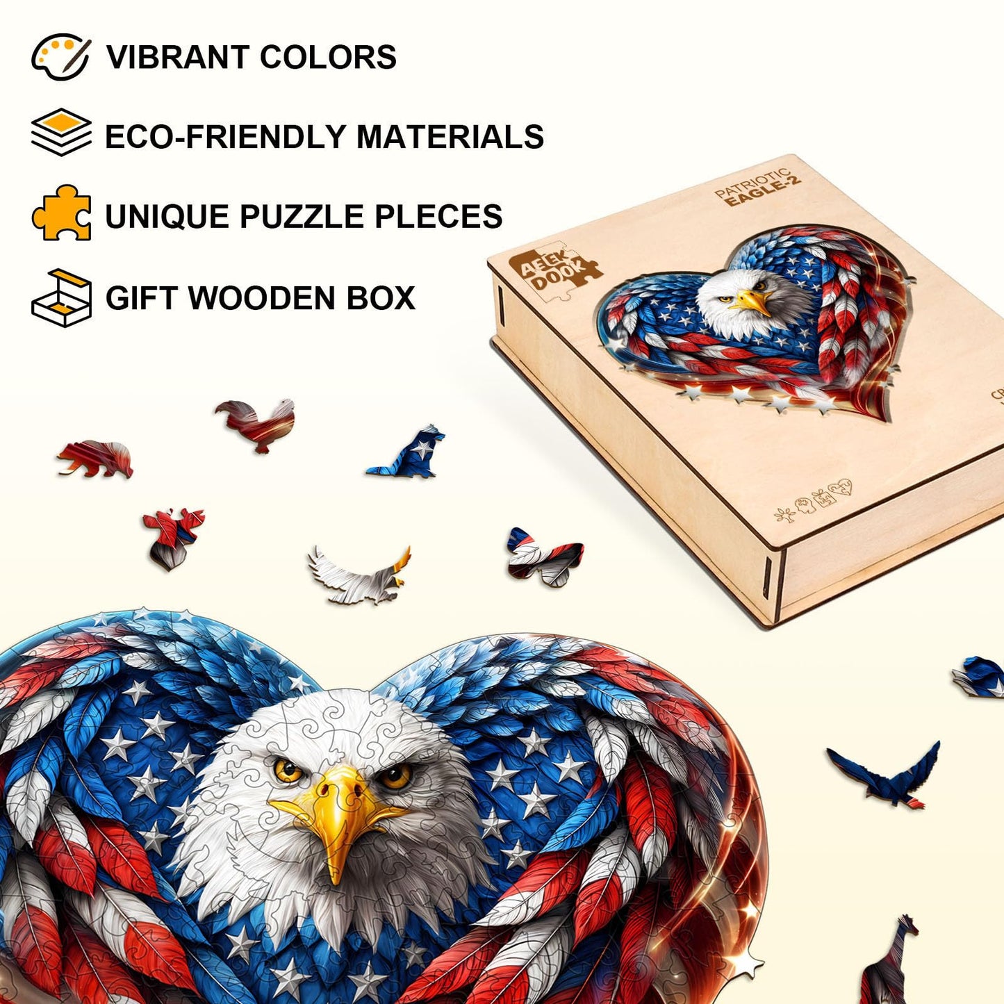 Patriotic Eagle Wooden Puzzles for Adults