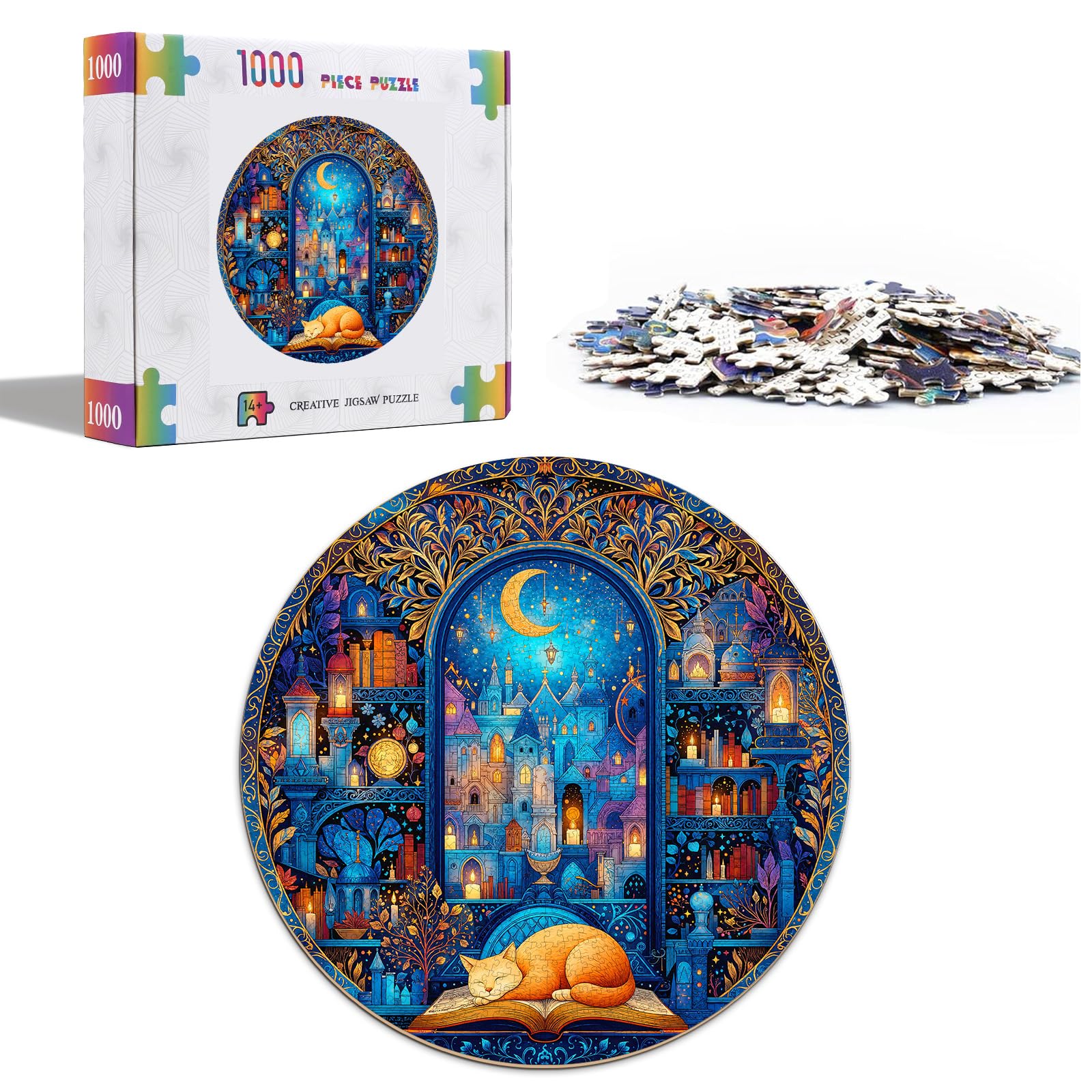 Bookshelf Cat Puzzles for Adults 1000 Pieces