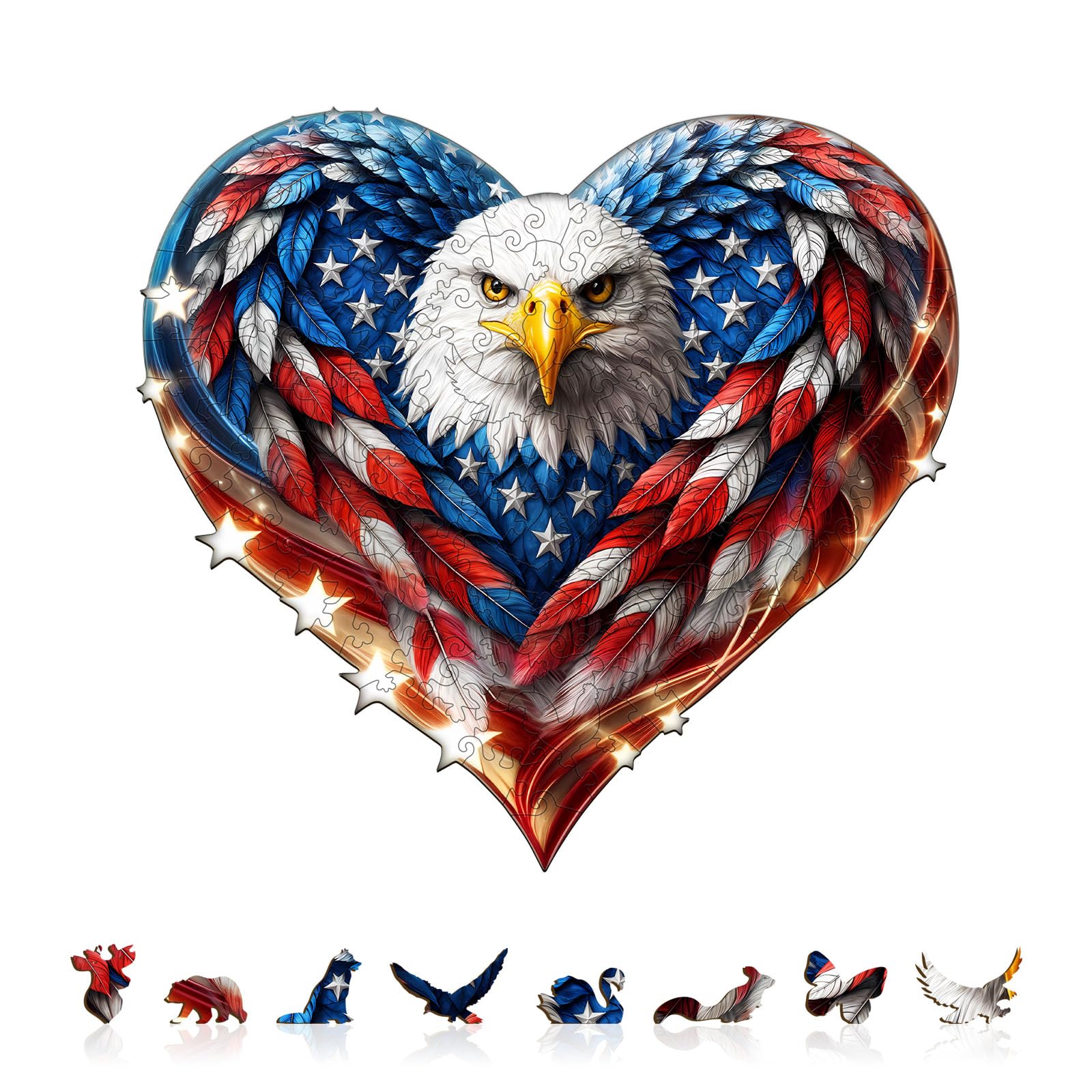 Patriotic Eagle Wooden Puzzles for Adults