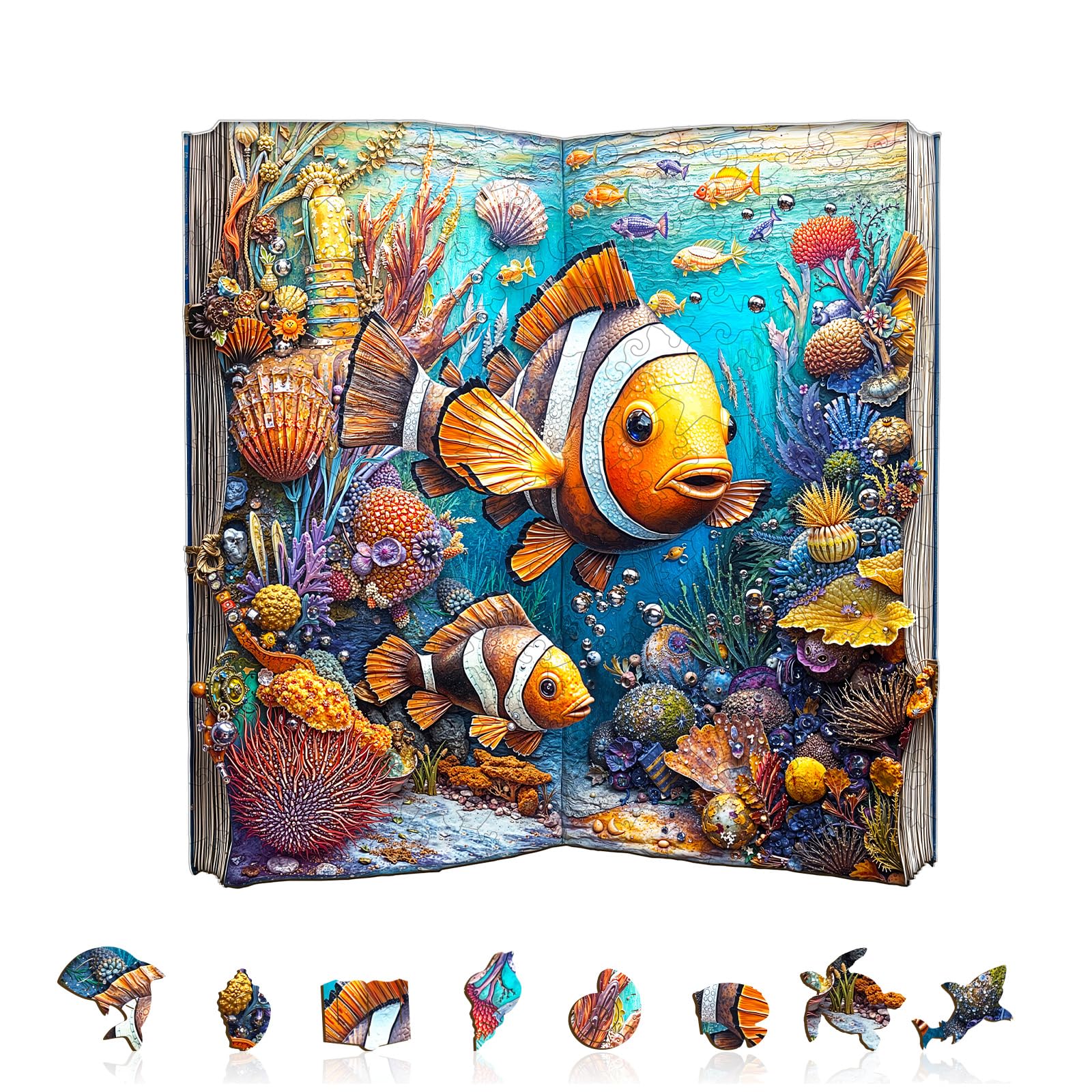 Ocean Clownfish Wood Puzzle Colorful Marine Life - Aeekdook