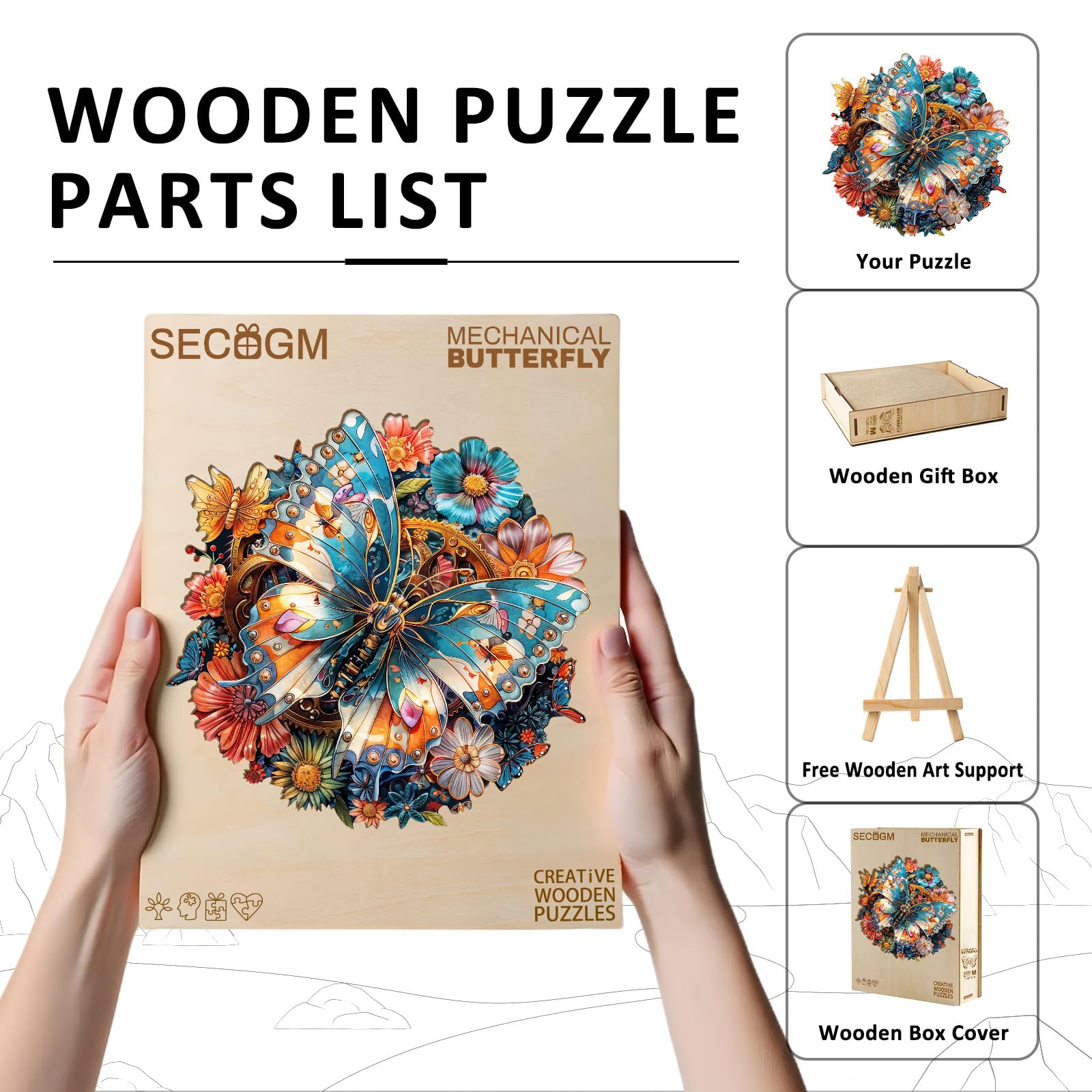 Mechanical Butterfly Wood Puzzle Steampunk Style Art - Aeekdook