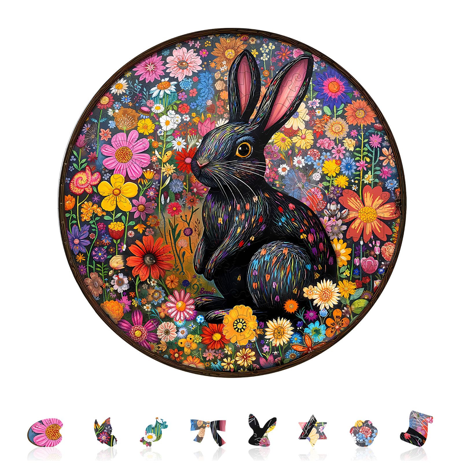 Easter Flower Bunny Wood Puzzle for Adults Spring - Aeekdook