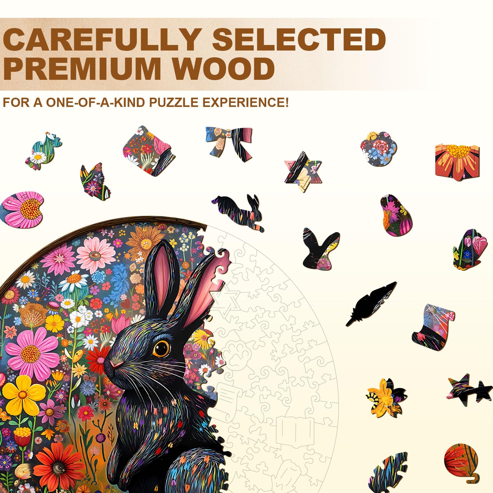 Easter Flower Bunny Wood Puzzle for Adults Spring - Aeekdook