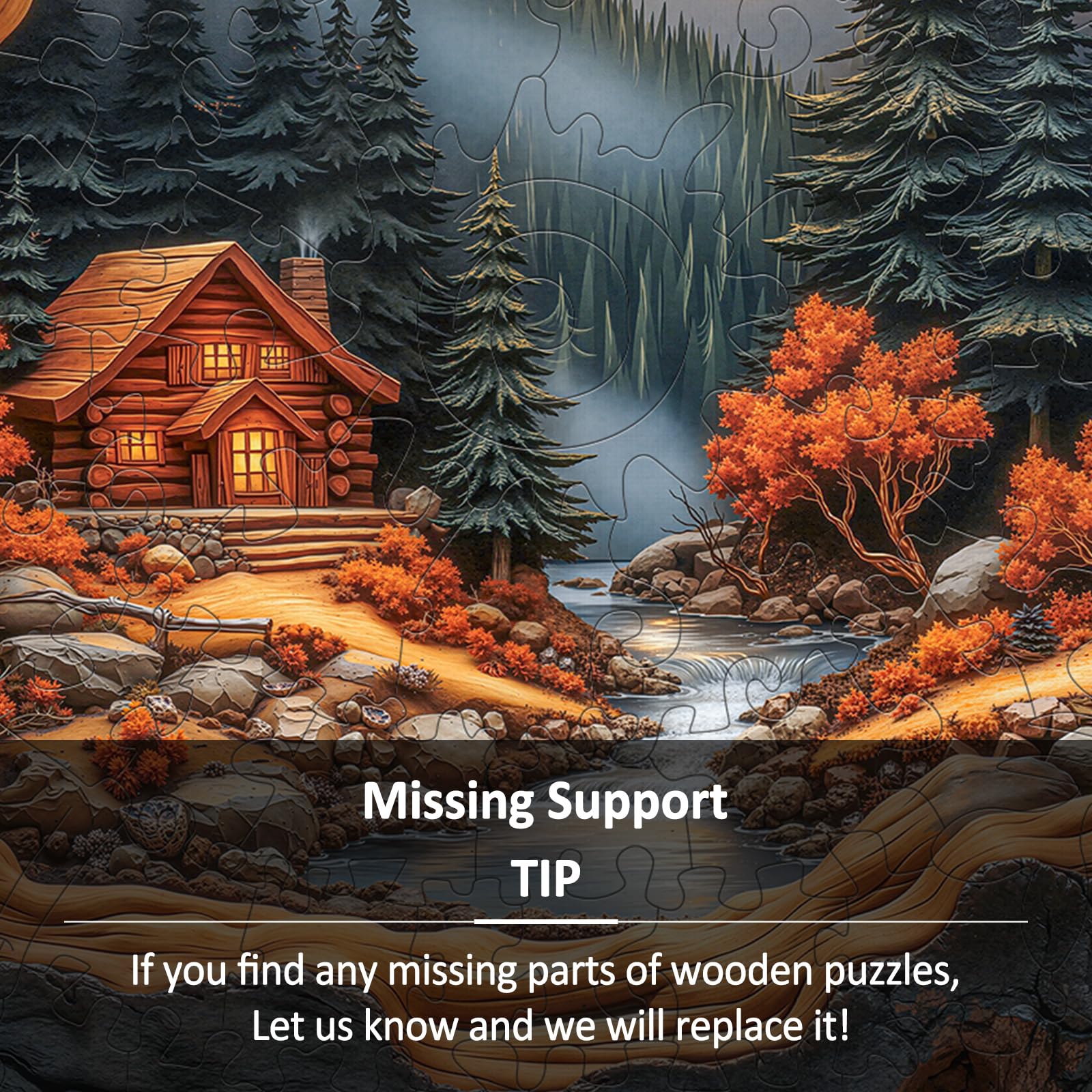 Forest Cabin Wood Puzzle Cozy Nature Escape Art - Aeekdook