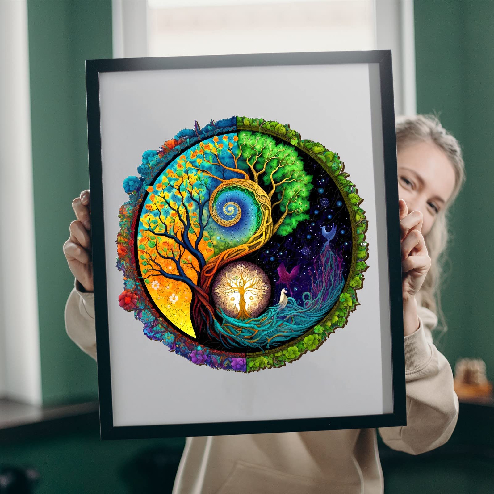 Tree of Life Yin Yang Wood Puzzle Spiritual Gift - Aeekdook