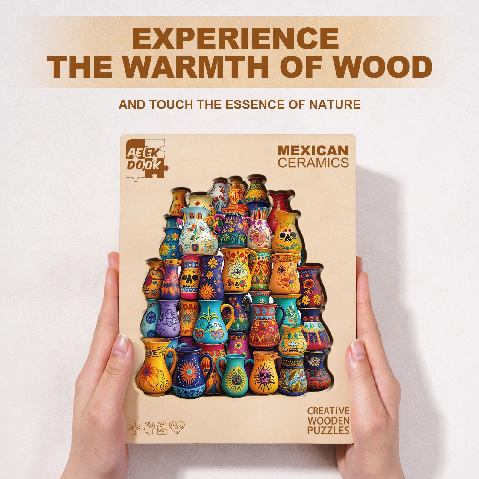 Mexican Ceramics Wood Puzzle Traditional Folk Art - Aeekdook