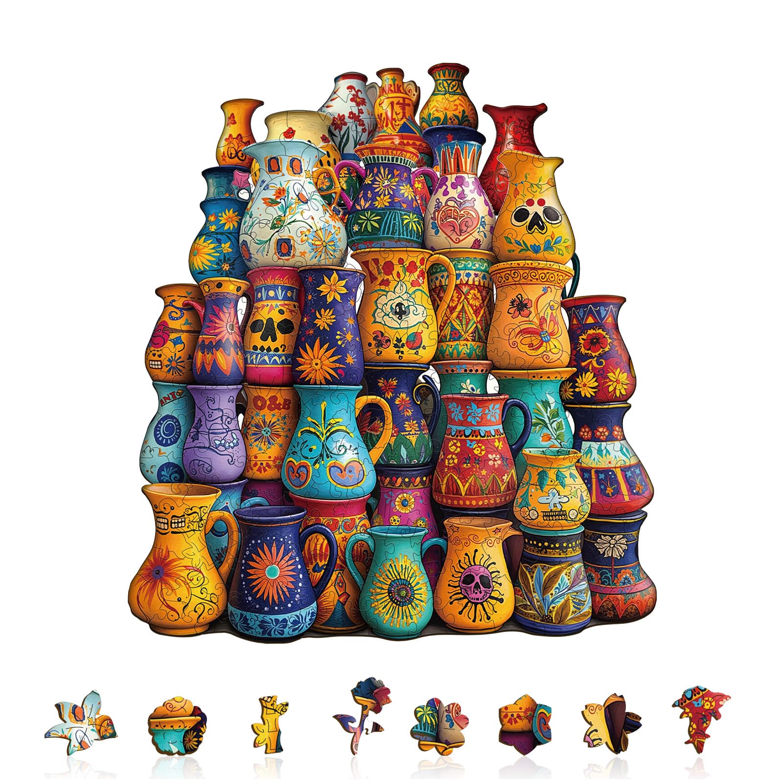 Mexican Ceramics Wood Puzzle Traditional Folk Art - Aeekdook