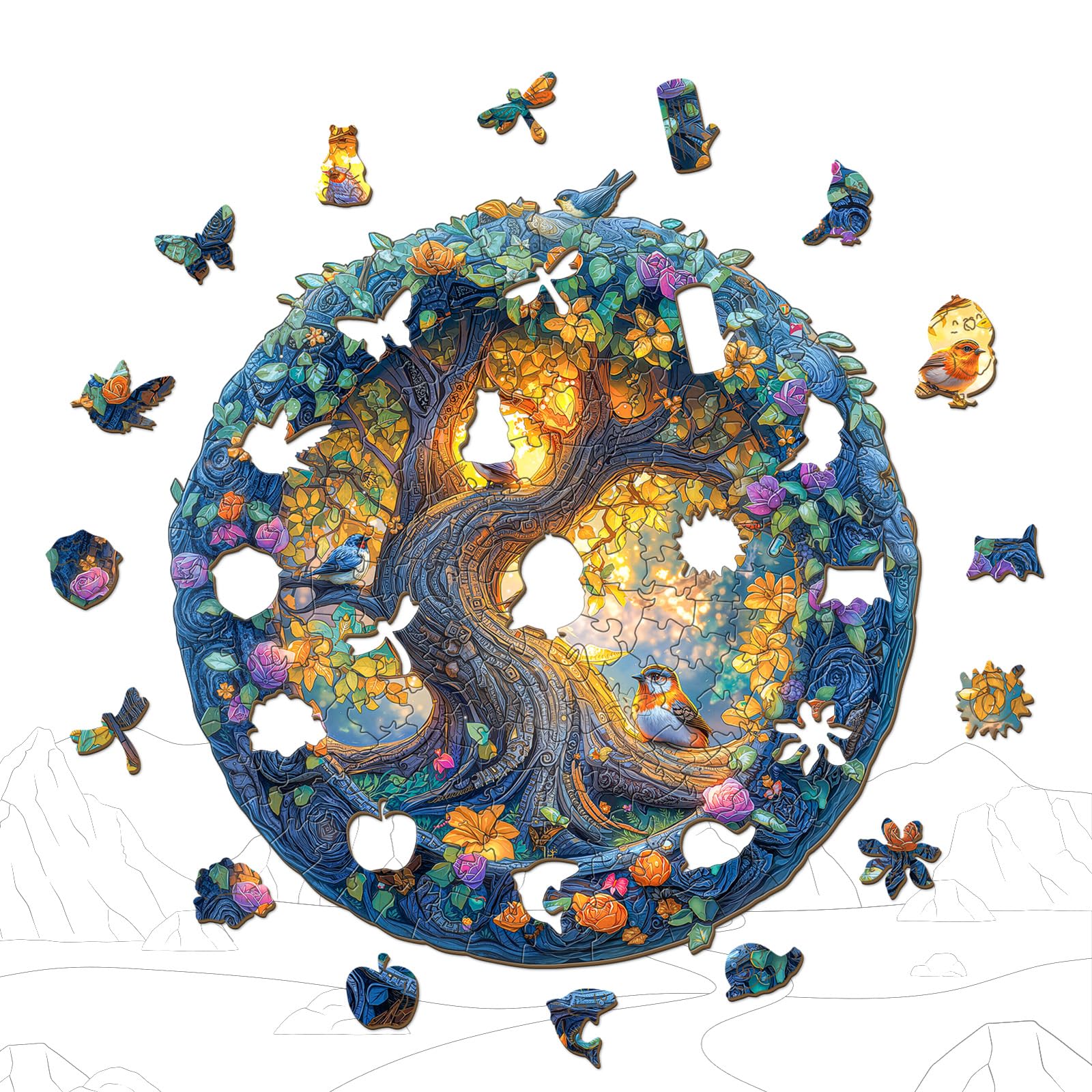 Jungle Bird Wood Puzzle for Adults Tropical Nature - Aeekdook