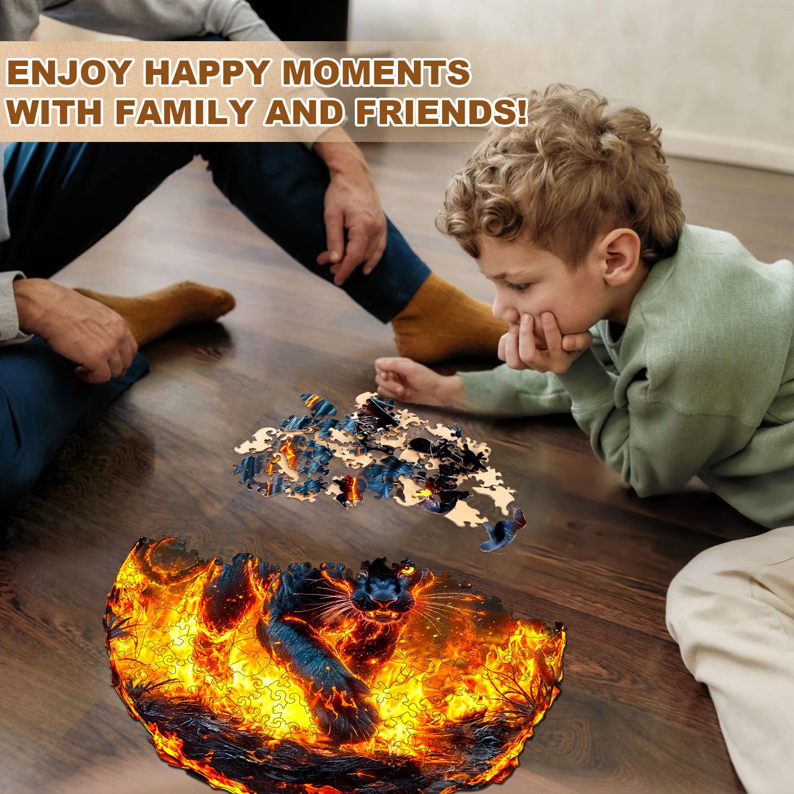 Flame Panther Unique Shape Wood Puzzle Cool Animal - Aeekdook