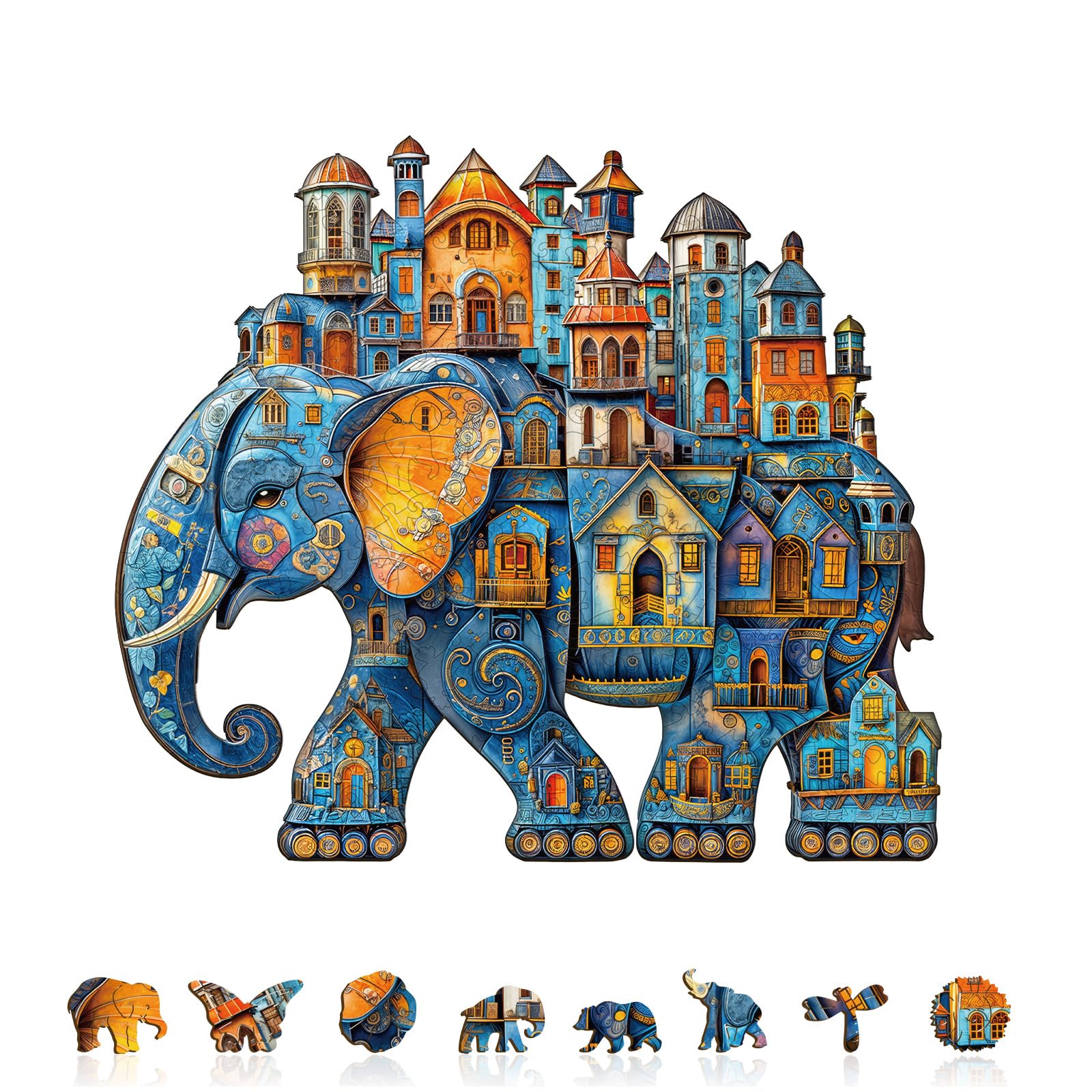 Elephant House Wood Puzzle Surreal Animal Home - Aeekdook