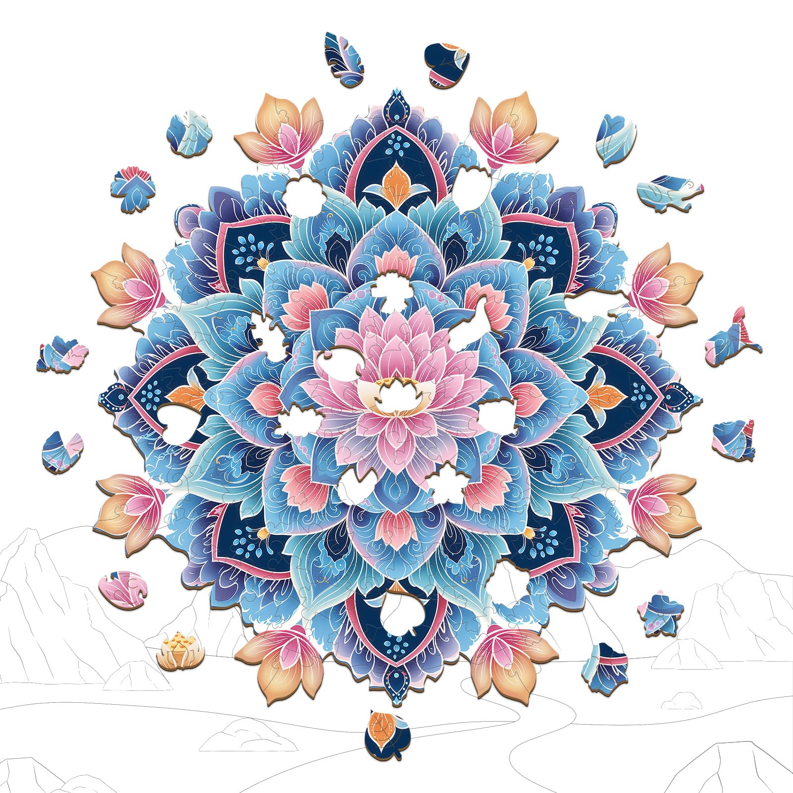 Dunhuang Lotus Wood Puzzle Oriental Buddhist Art - Aeekdook