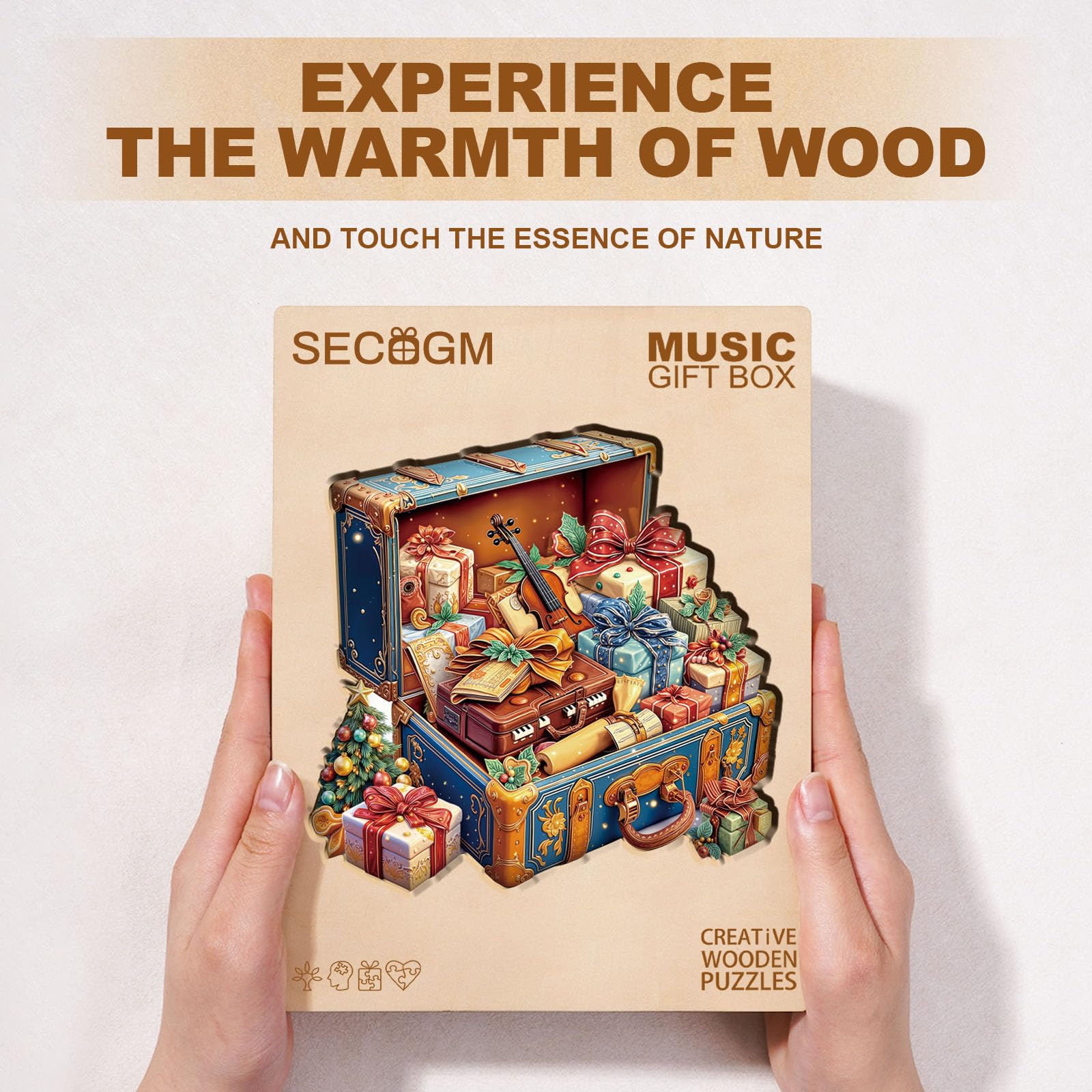 Music Gift Box Wood Puzzle Unique 3D Brain Teaser - Aeekdook