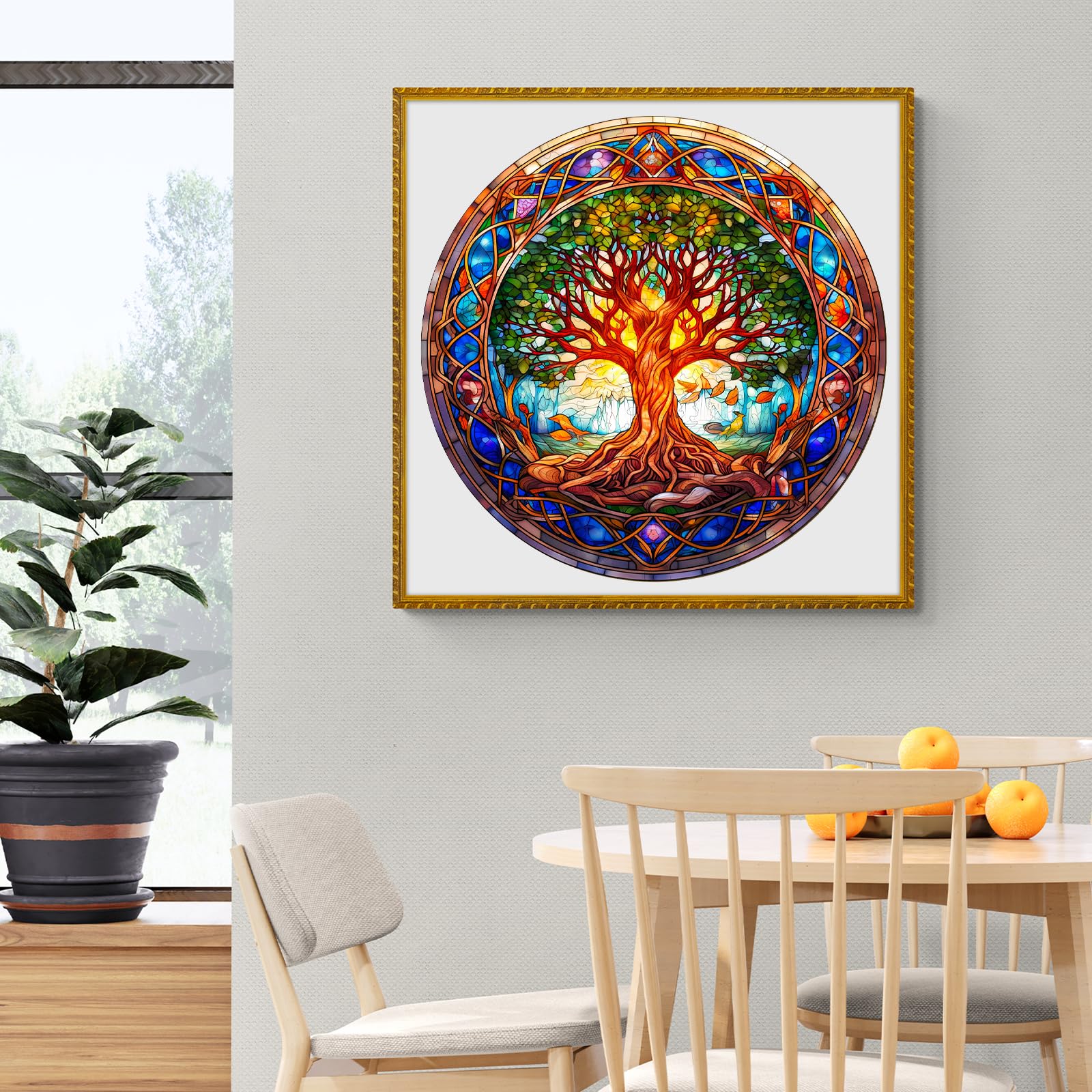 Stained Glass Tree of Life Wood Puzzle Symbolic Art - Aeekdook