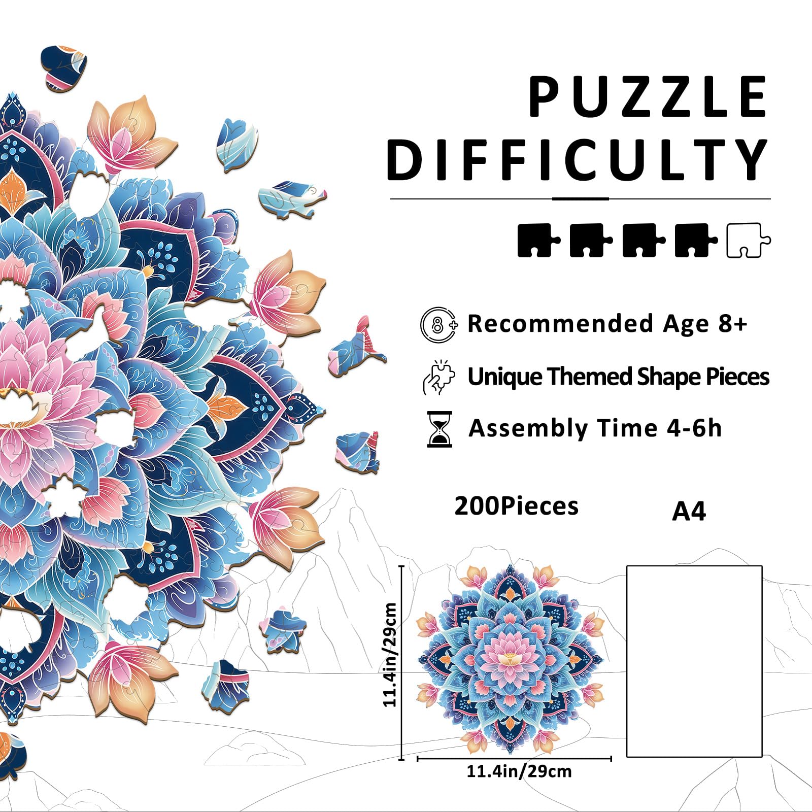 Dunhuang Lotus Wood Puzzle Oriental Buddhist Art - Aeekdook