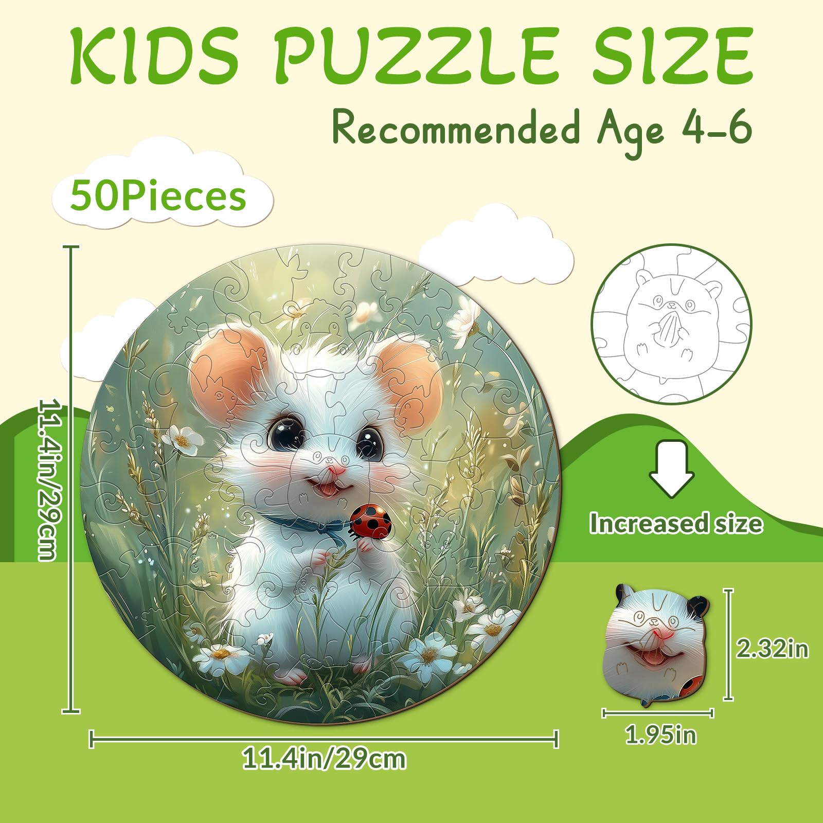 Woodland Mouse 50 Piece Kids Wood Puzzle - Aeekdook