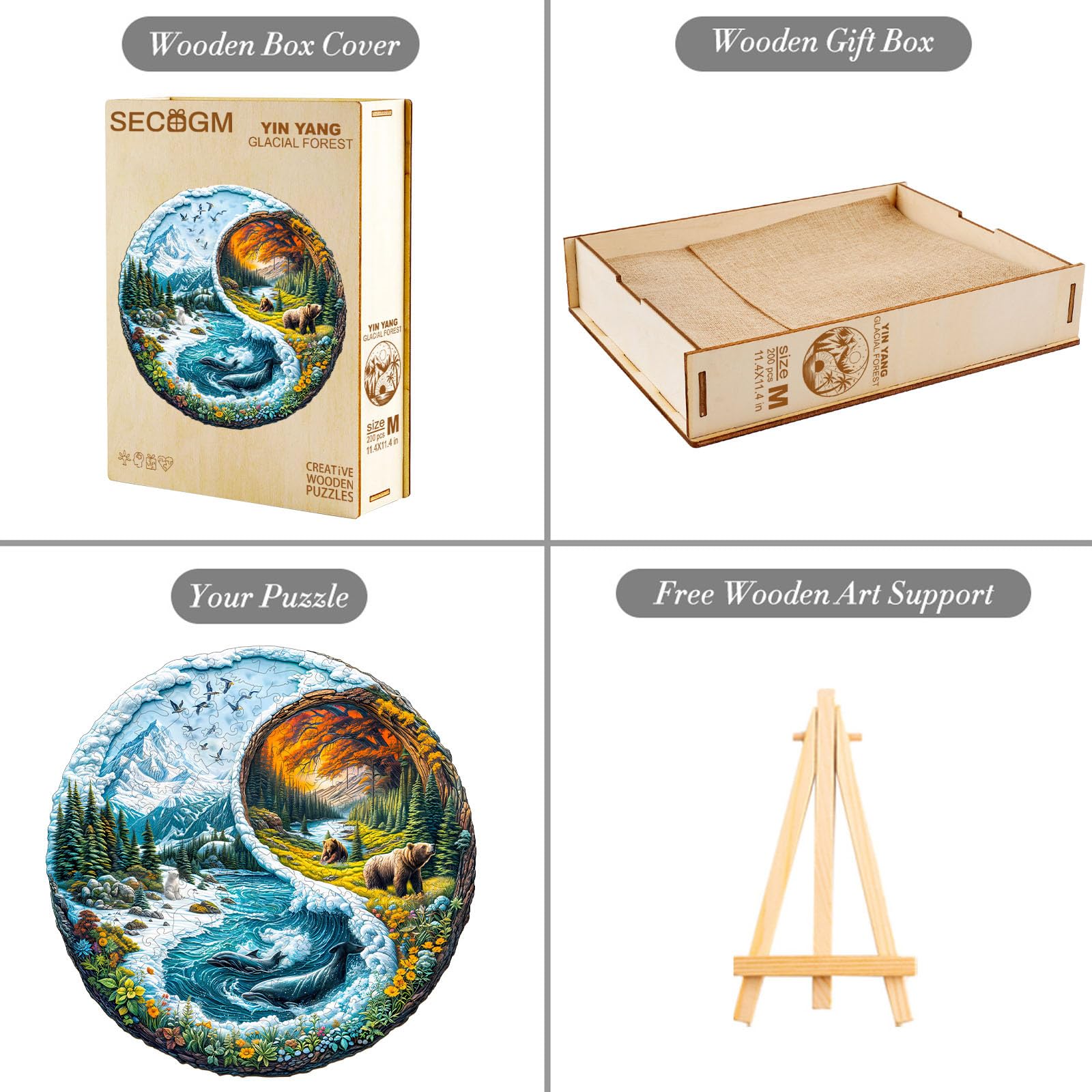 Yin Yang Glacial Forest Unique Shape Wood Puzzle - Aeekdook