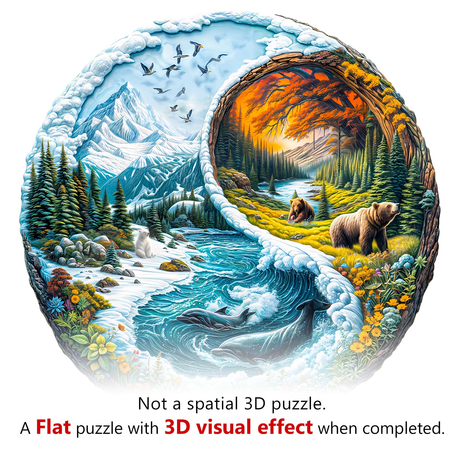 Yin Yang Glacial Forest Unique Shape Wood Puzzle - Aeekdook