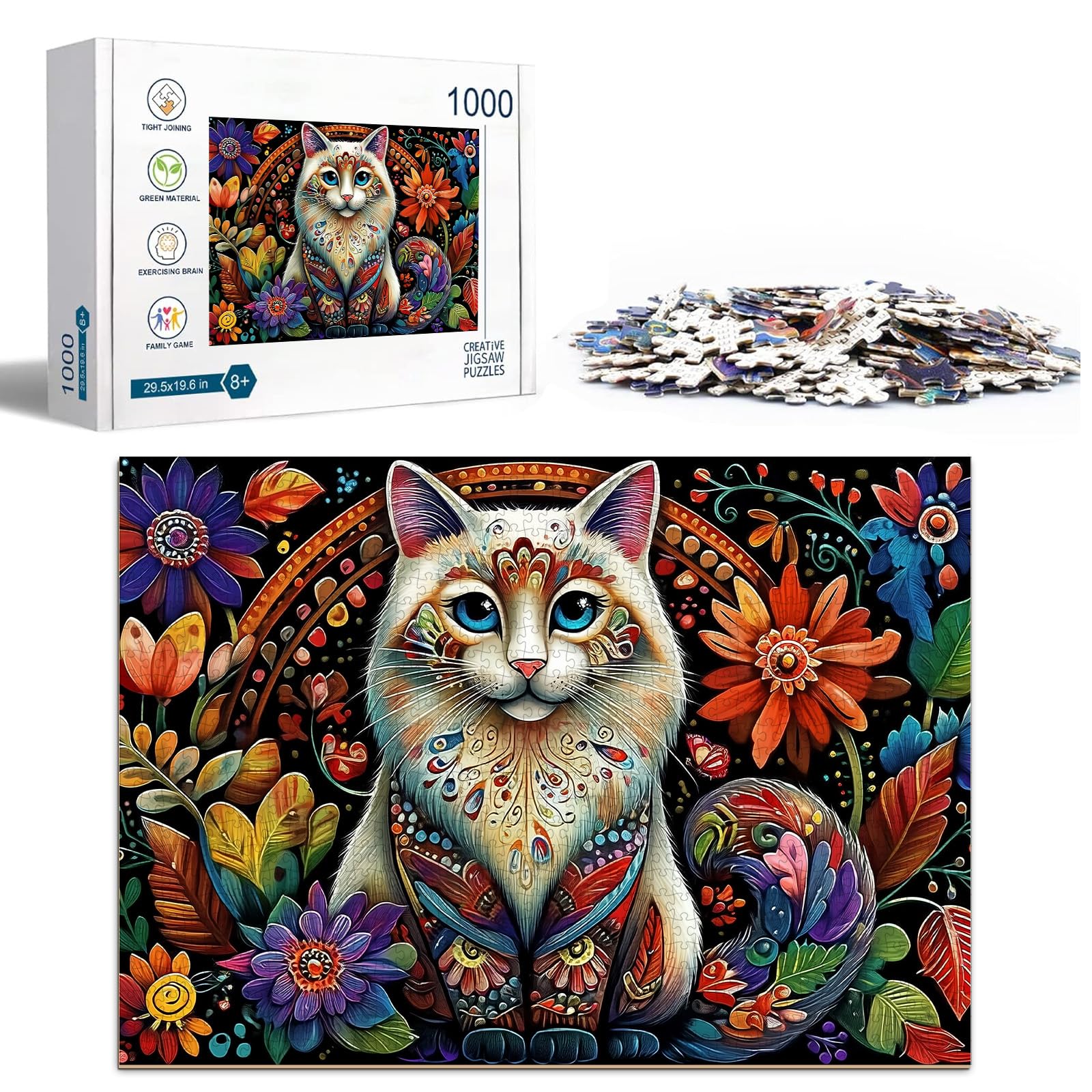Garden Cat 1000 Piece Wood Puzzle Adult Brain Teaser - Aeekdook