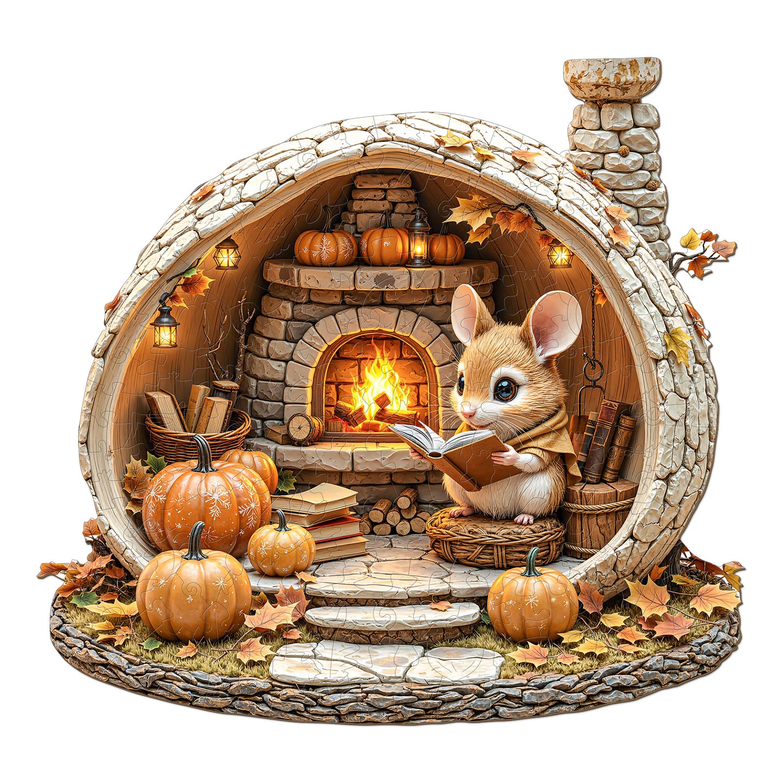 Mouse's Walnut House Unique Shape Wood Puzzle - Aeekdook