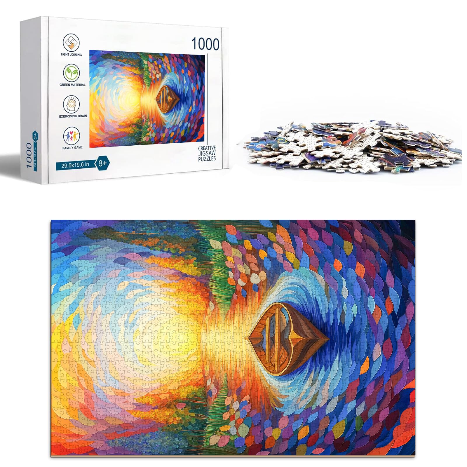 Stained Glass River 1000 Piece Wood Puzzle Art Decor - Aeekdook