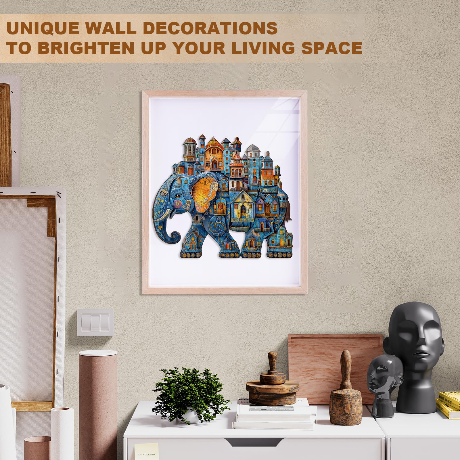 Elephant House Wood Puzzle Surreal Animal Home - Aeekdook