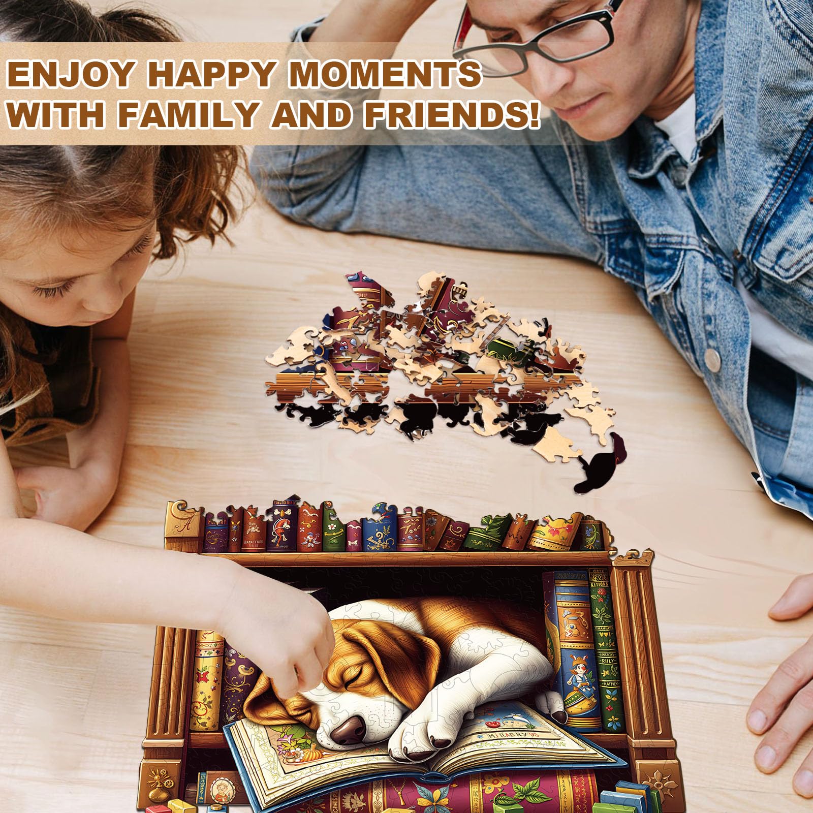 Bookshelf Beagle Dog Wood Puzzle Reading Lovers Gift - Aeekdook
