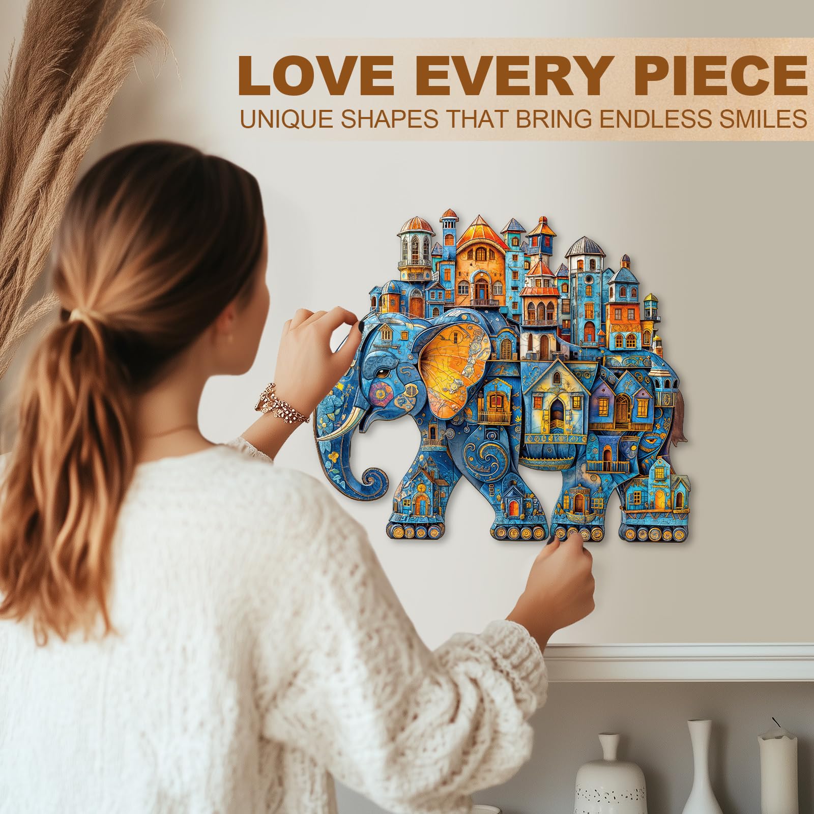 Elephant House Wood Puzzle Surreal Animal Home - Aeekdook