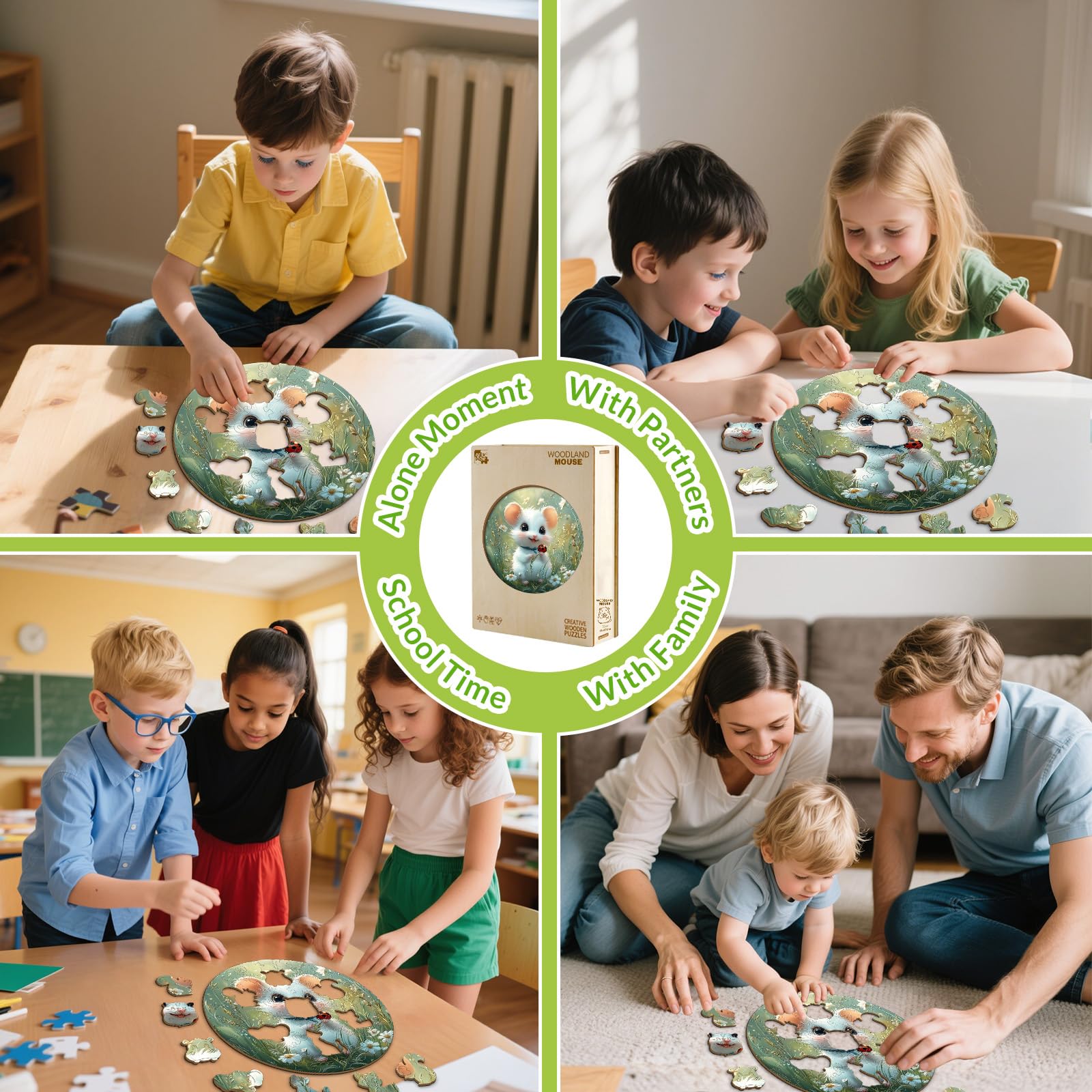Woodland Mouse 50 Piece Kids Wood Puzzle - Aeekdook