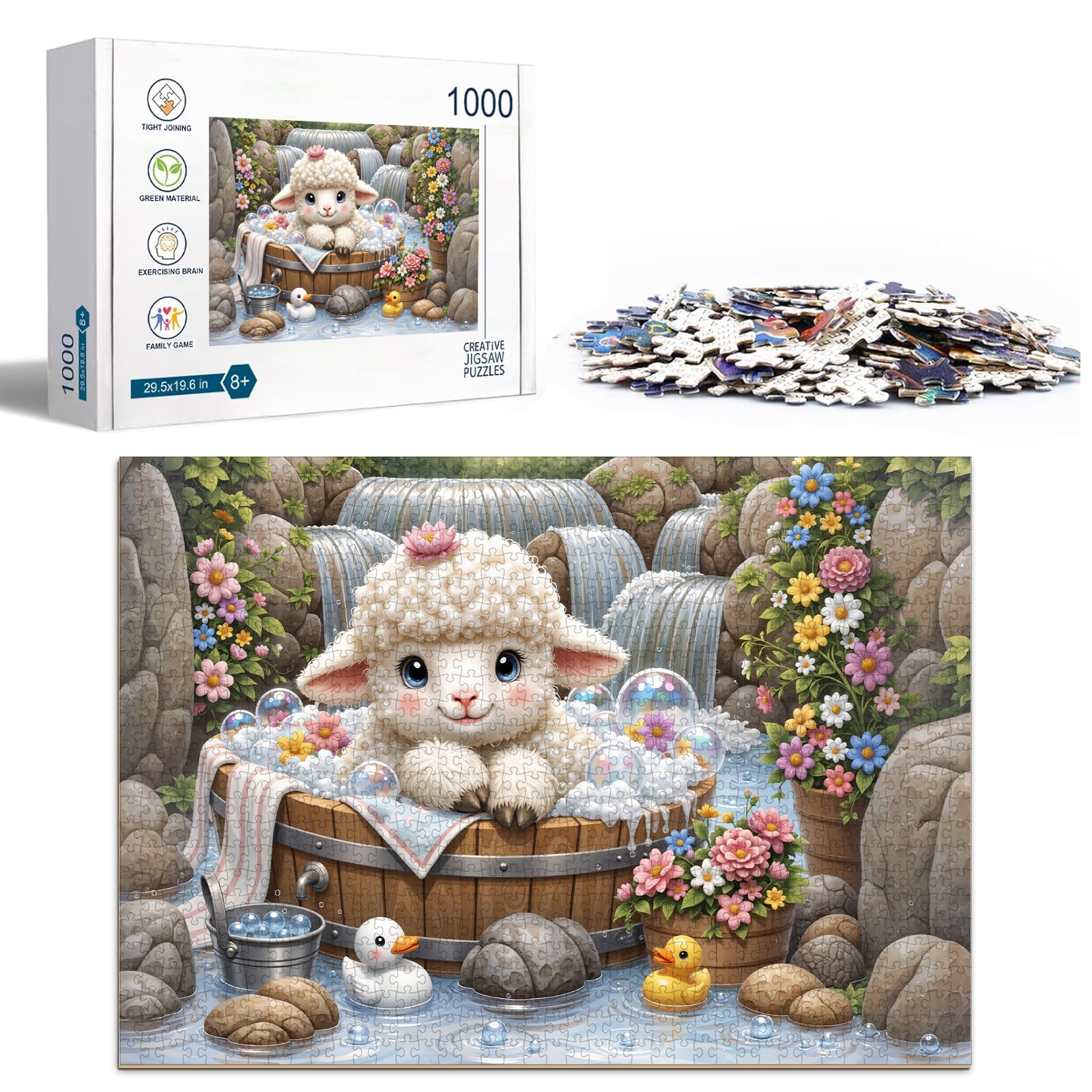 Sheep Animal 1000 Piece Wooden Jigsaw Puzzle - Aeekdook