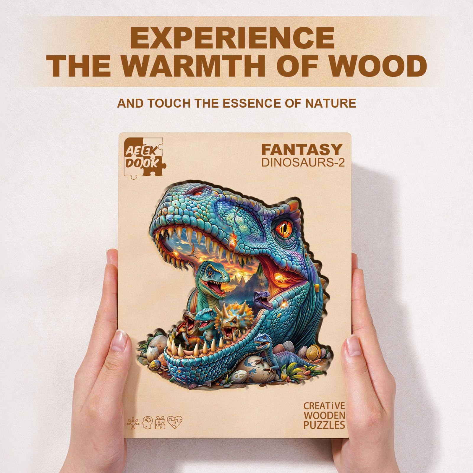Fantasy Dinosaurs Wood Puzzle Ancient World Art - Aeekdook