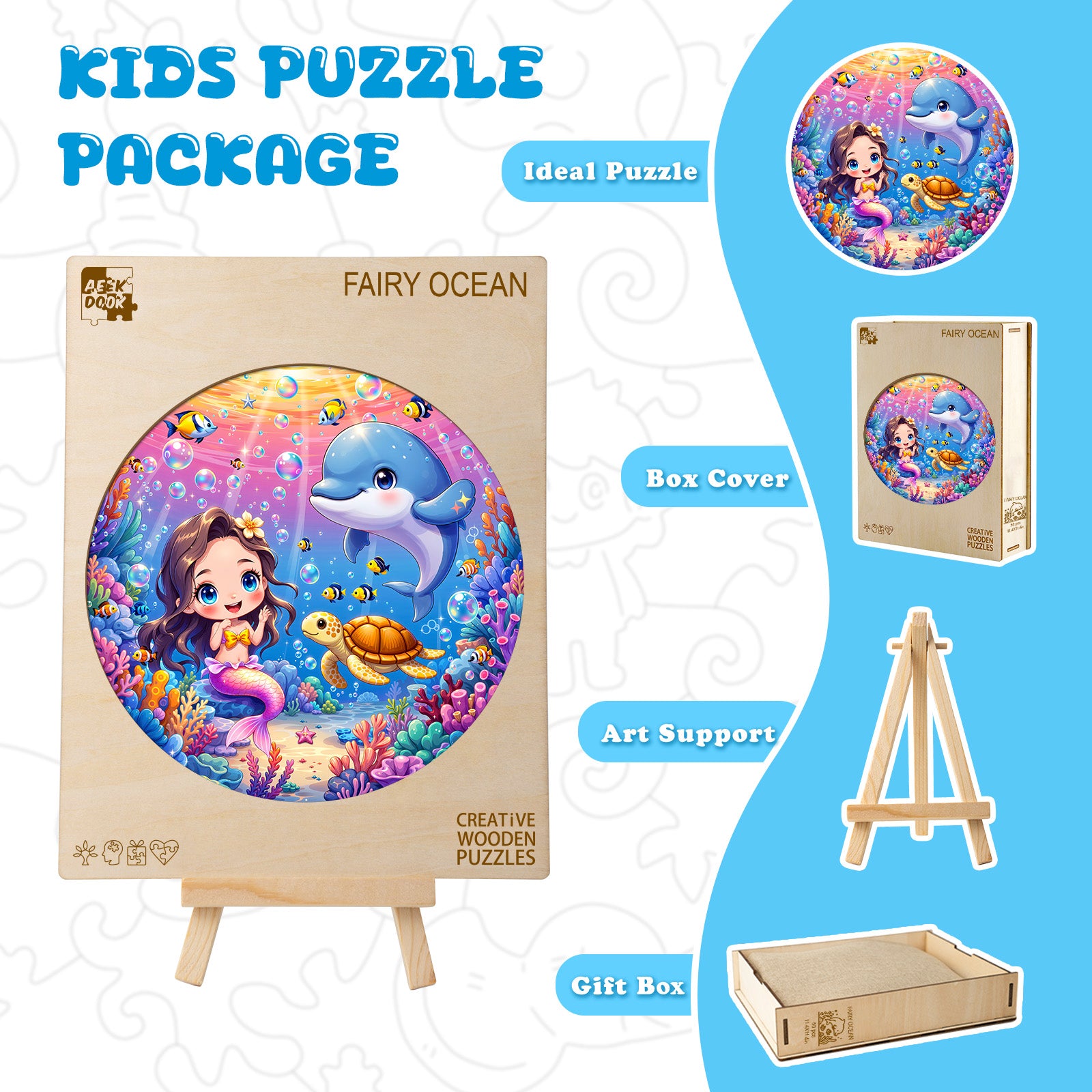 Fairy Ocean Mermaid Wooden Puzzle Enchanting Undersea Jigsaw - Aeekdook