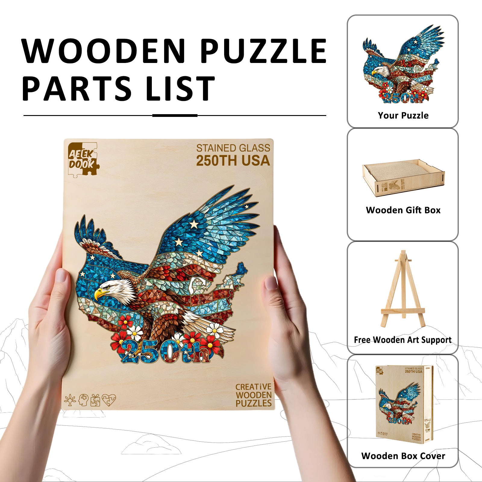 Stained Glass 250th USA Wooden Puzzles for Adults