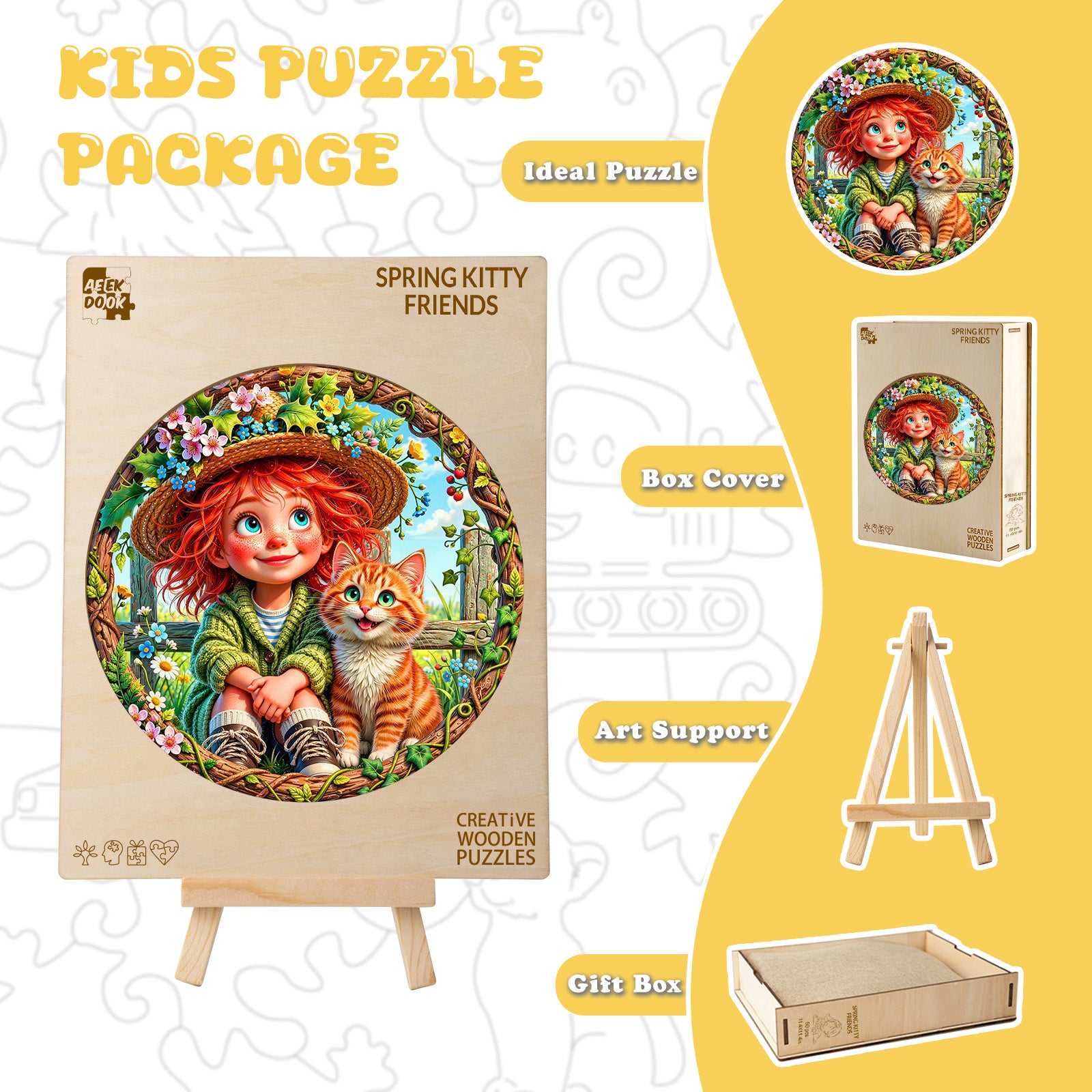 Spring Kitty Friends 50 Pieces Children Puzzles