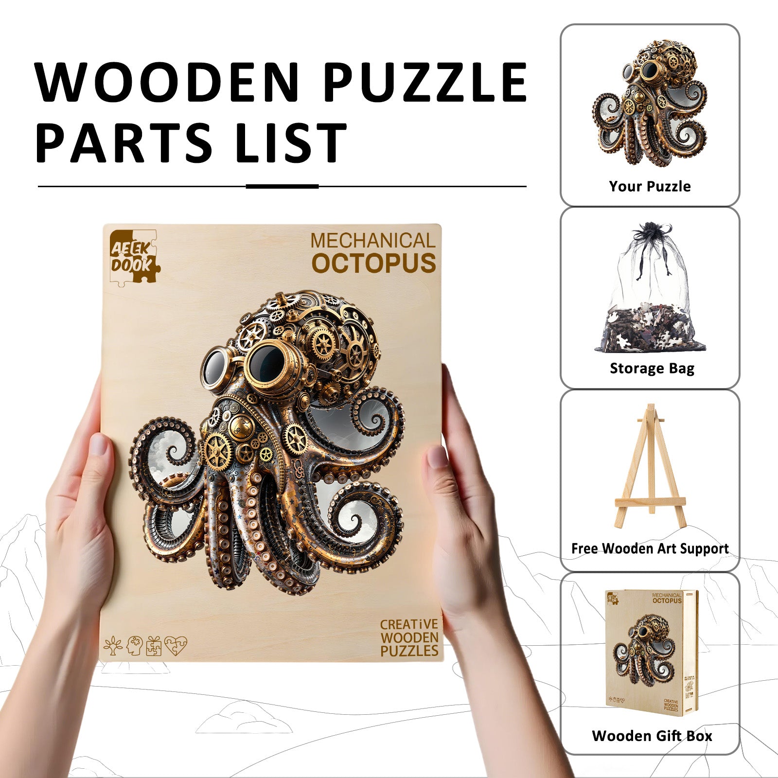 Mechanical Octopus Wooden Jigsaw Puzzles