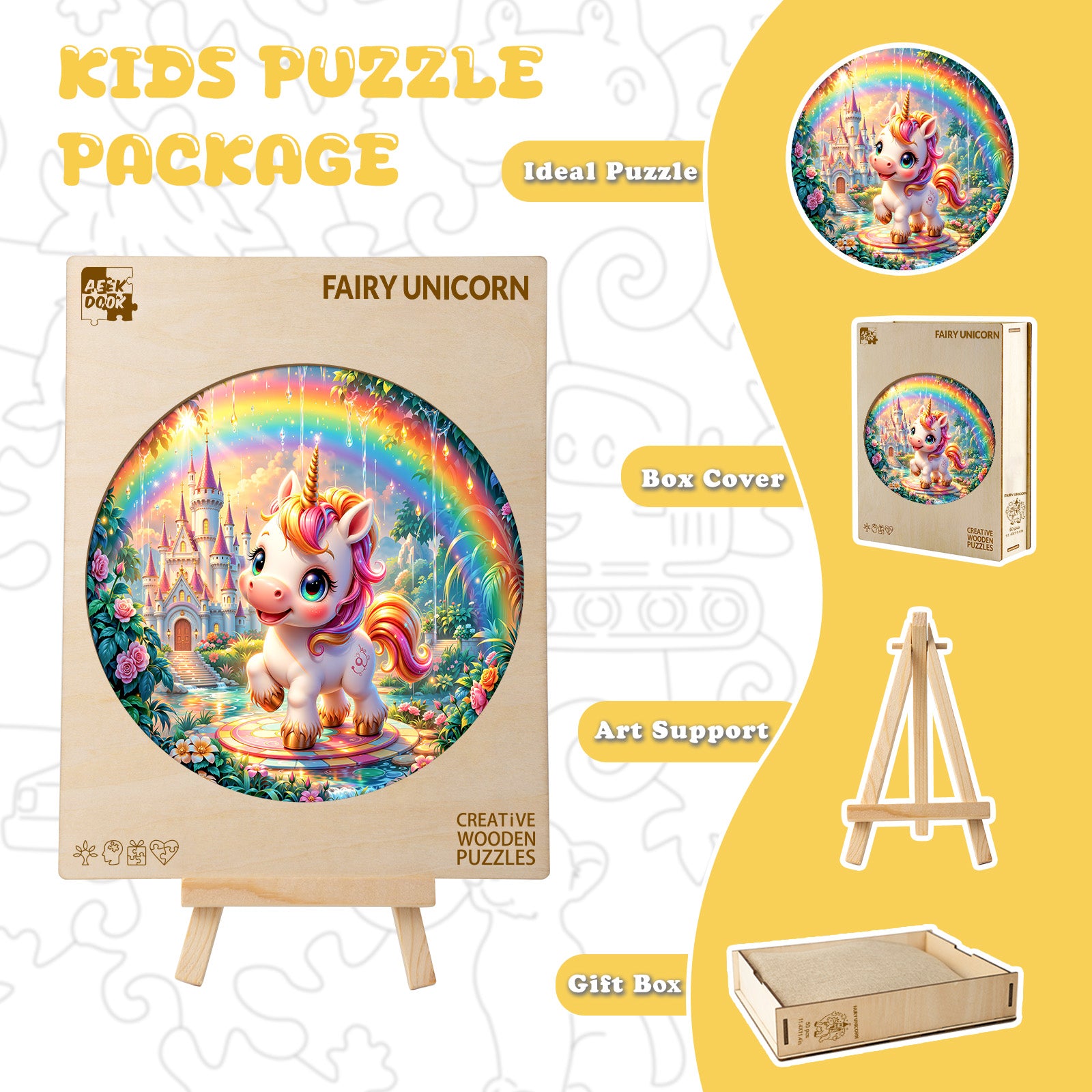 Fairy Unicorn 50 Piece Wood Puzzle for Kids Ages 4-8