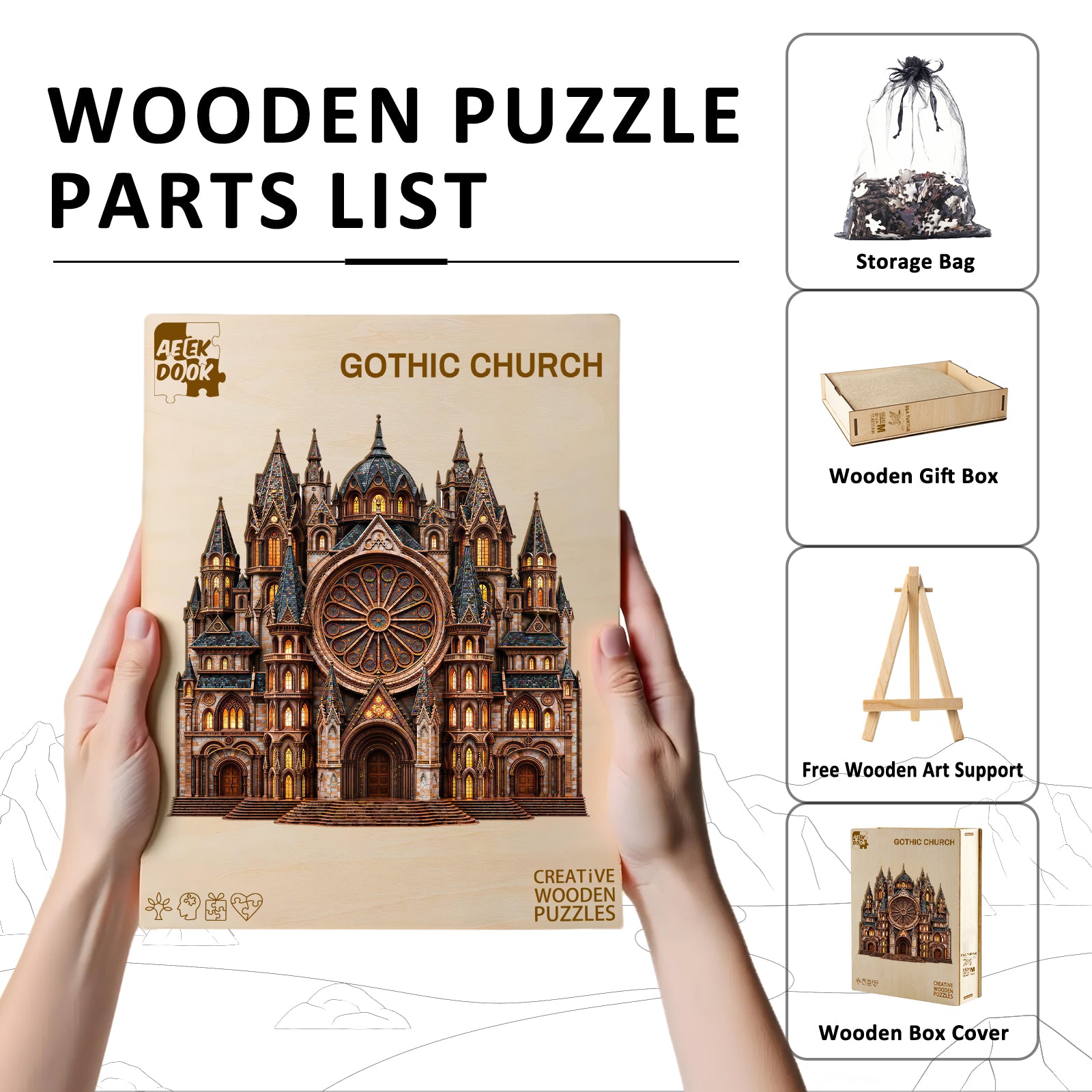Gothic Church Wooden Puzzles for Adults