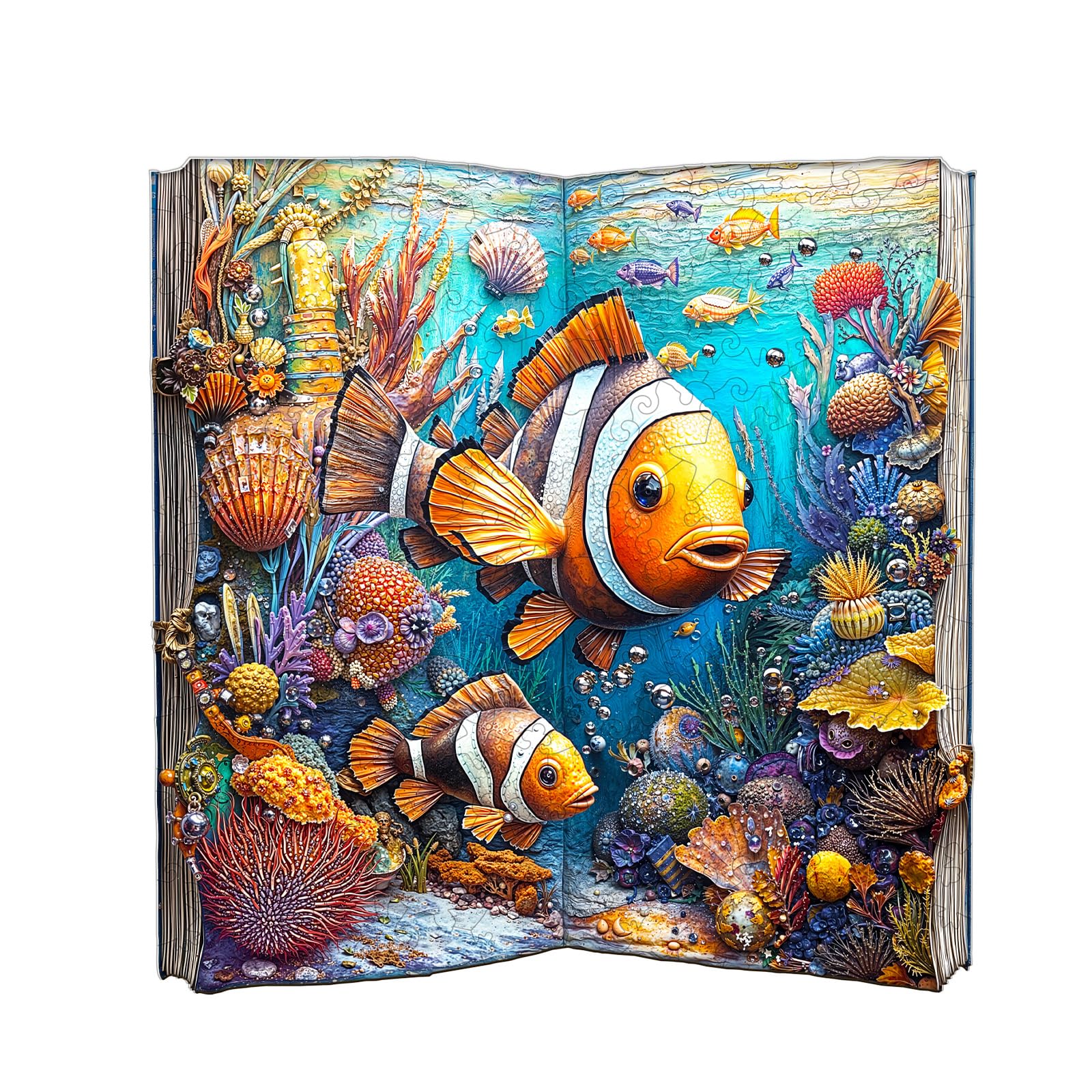 Ocean Clownfish Wood Puzzle Colorful Marine Life - Aeekdook
