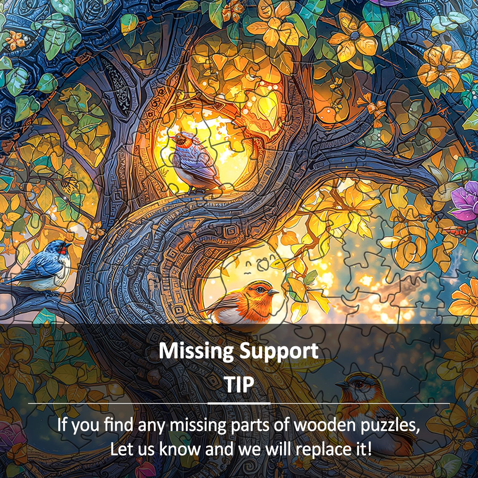 Jungle Bird Wood Puzzle for Adults Tropical Nature - Aeekdook