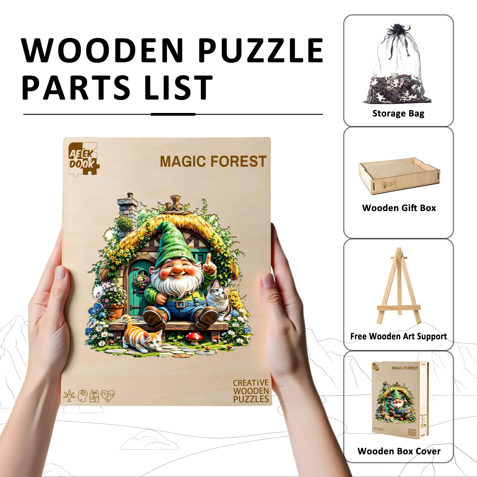Double-sided Gnome Wooden Jigsaw Puzzles