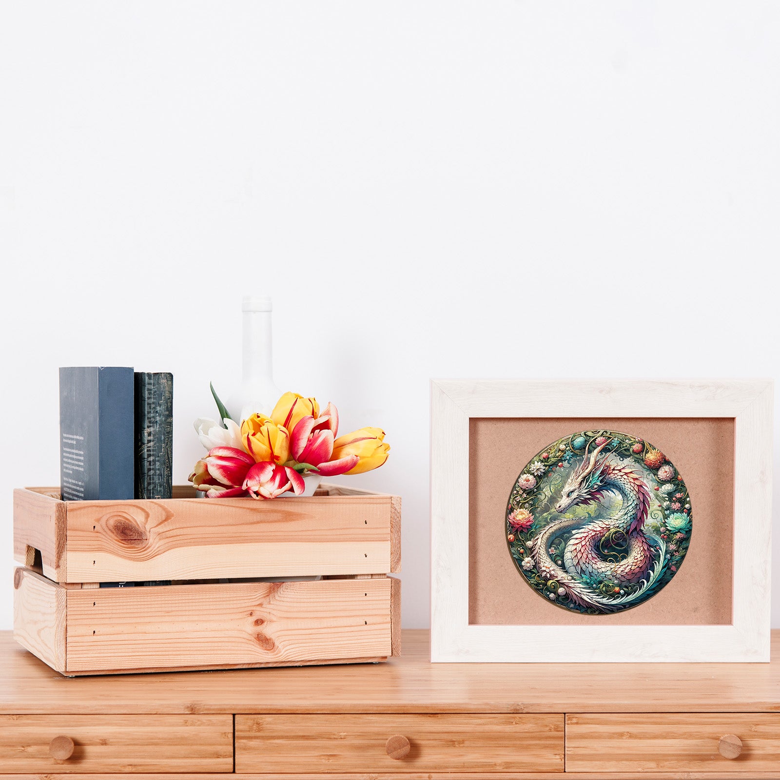 Mandala Dragon Unique Shape Wood Puzzle Mythical - Aeekdook