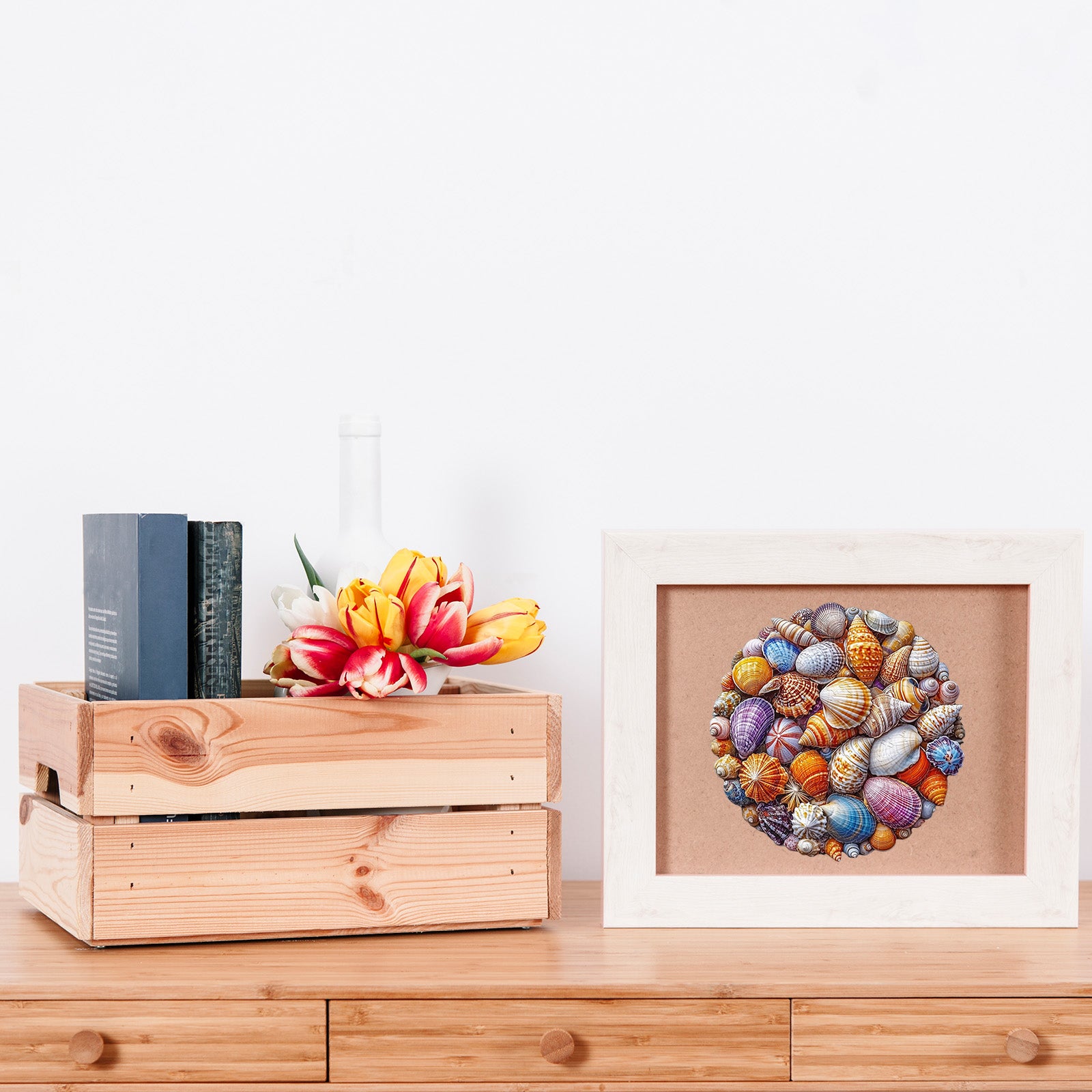 Colorful Shells Wood Puzzle Summer Beach Artwork - Aeekdook