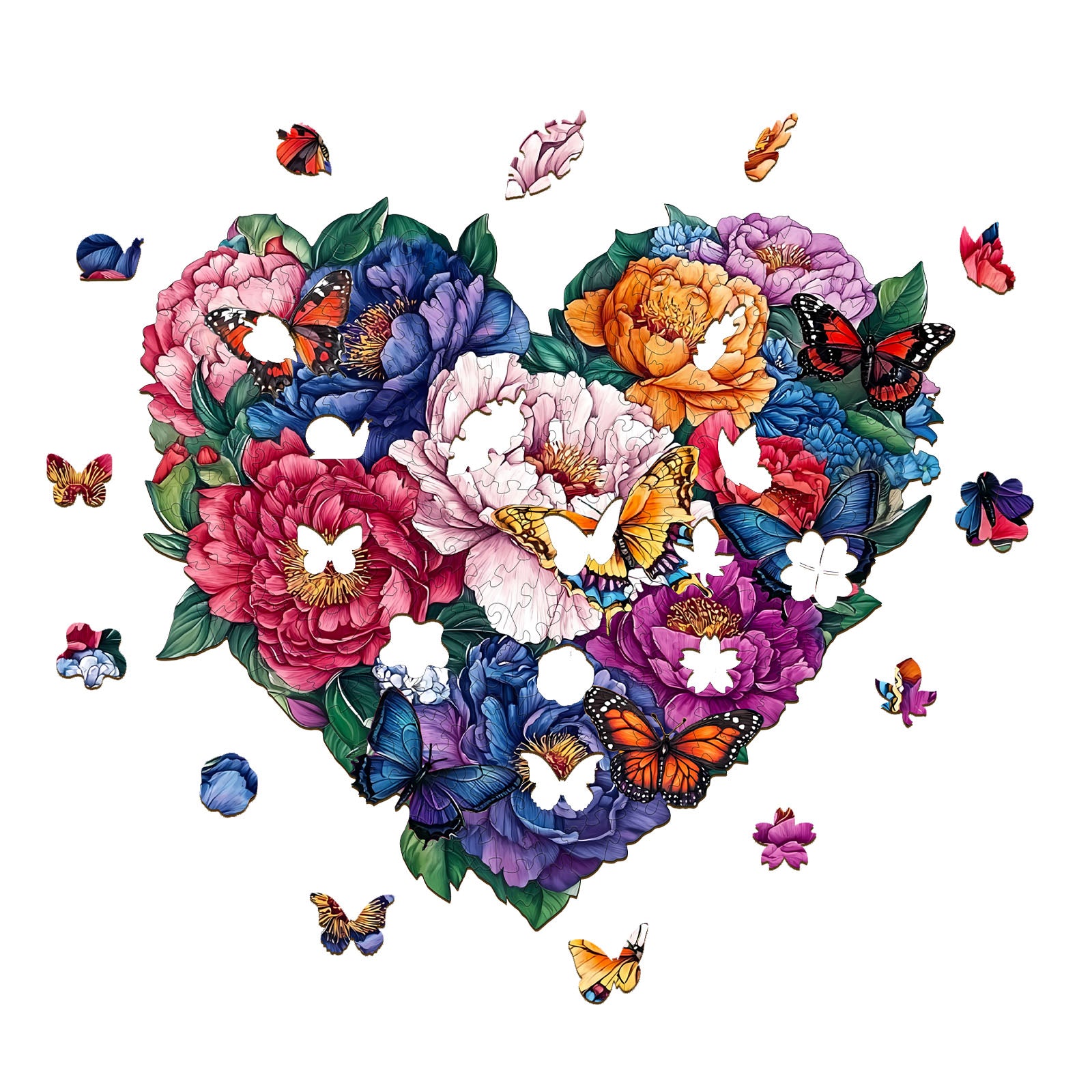 Flower Butterfly Wood Puzzle Garden Nature Art - Aeekdook